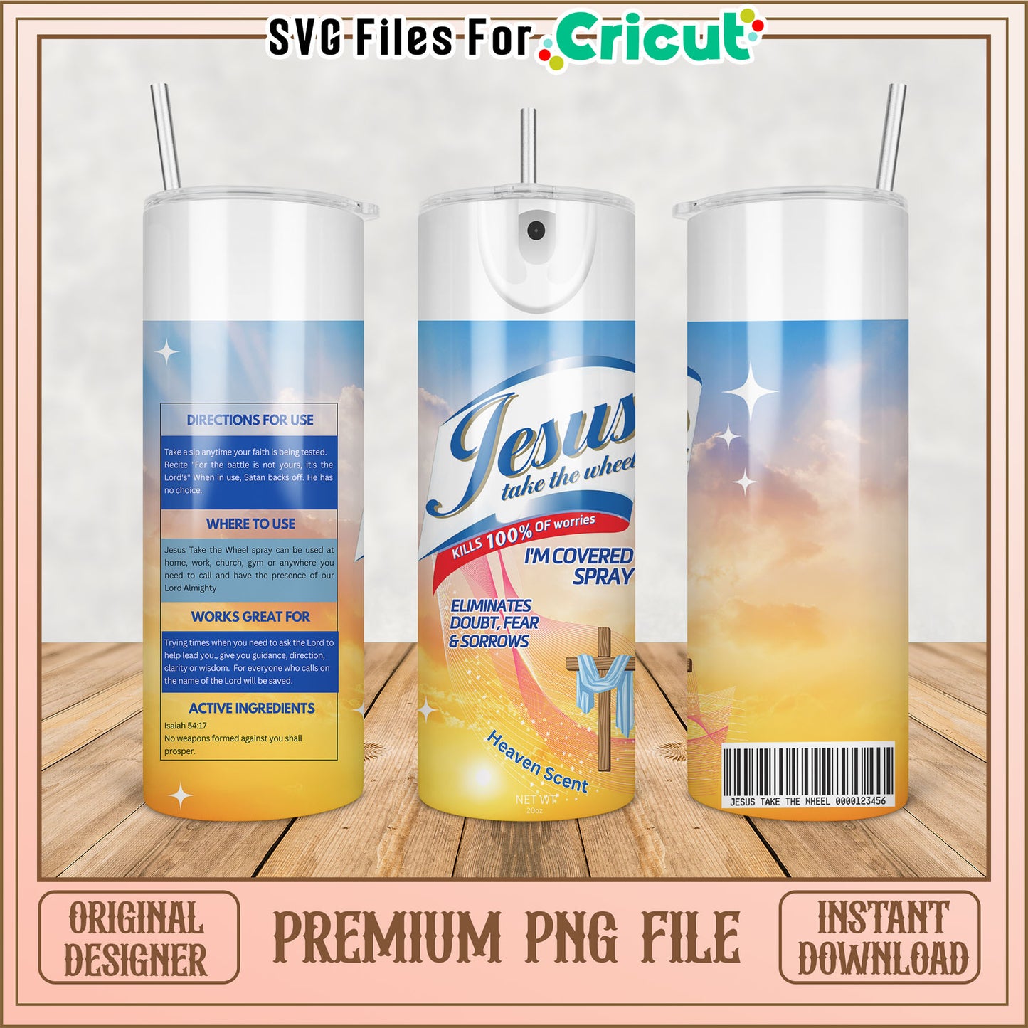 Jesus Take the Wheel Tumbler PNG File for Cricut Design Projects