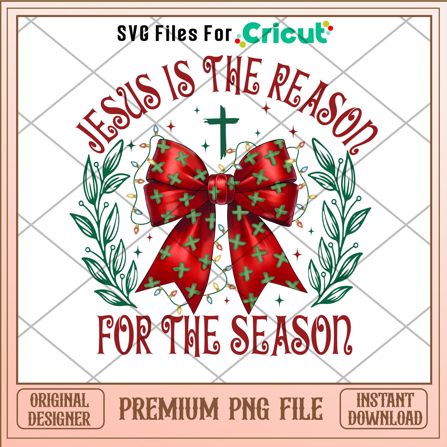Jesus is the reason for the season png, christmas bow png