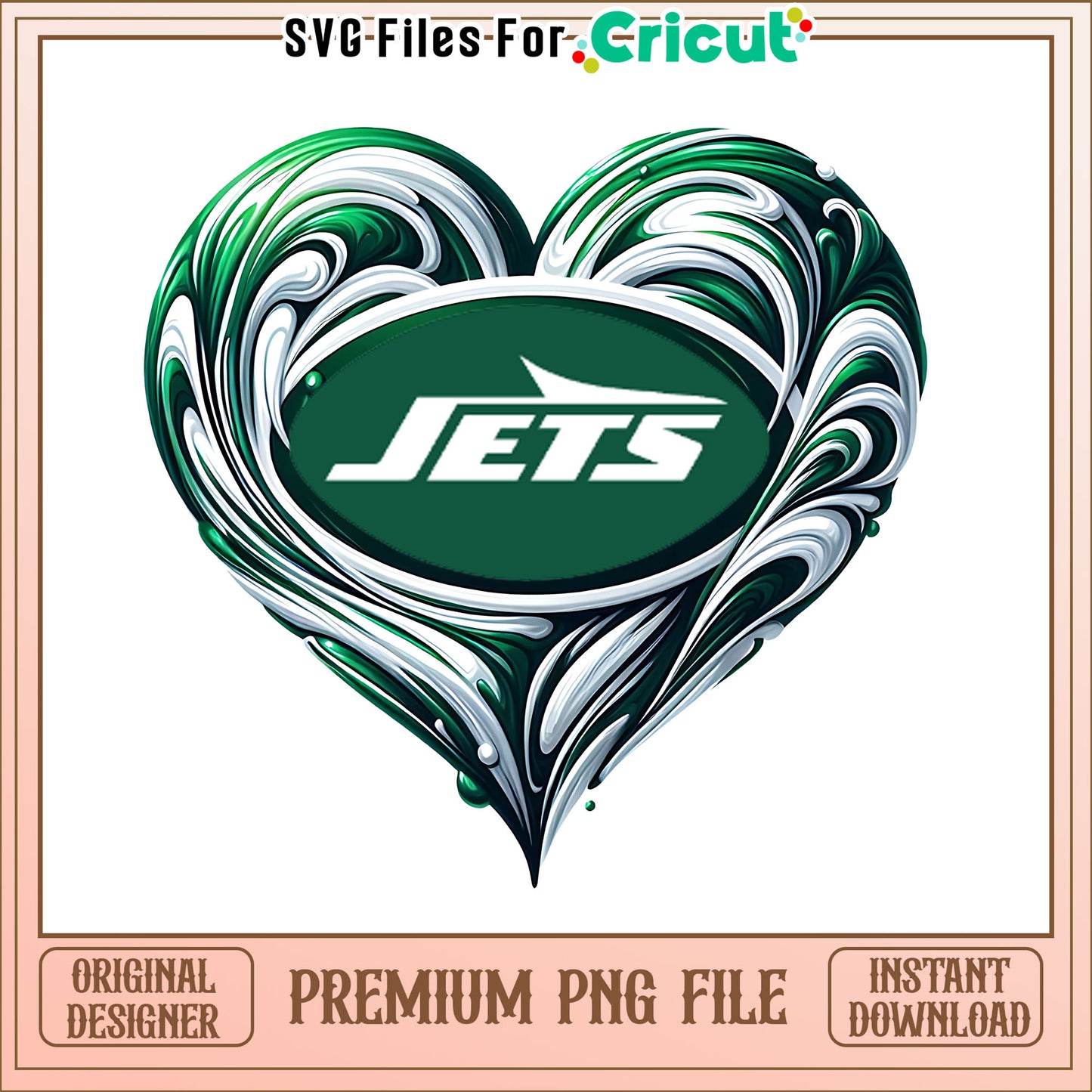 Jets logo vintage heart png, New York Jets png, NFL png