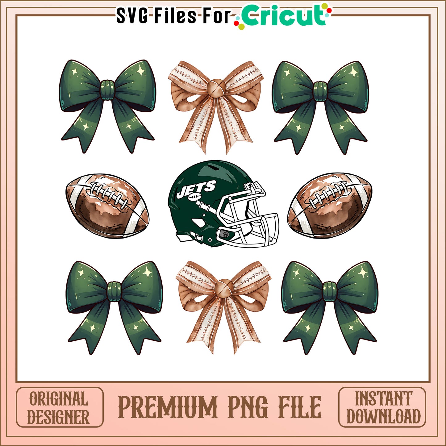 Jets rugby ball and bow png, New York Jets png, NFL png