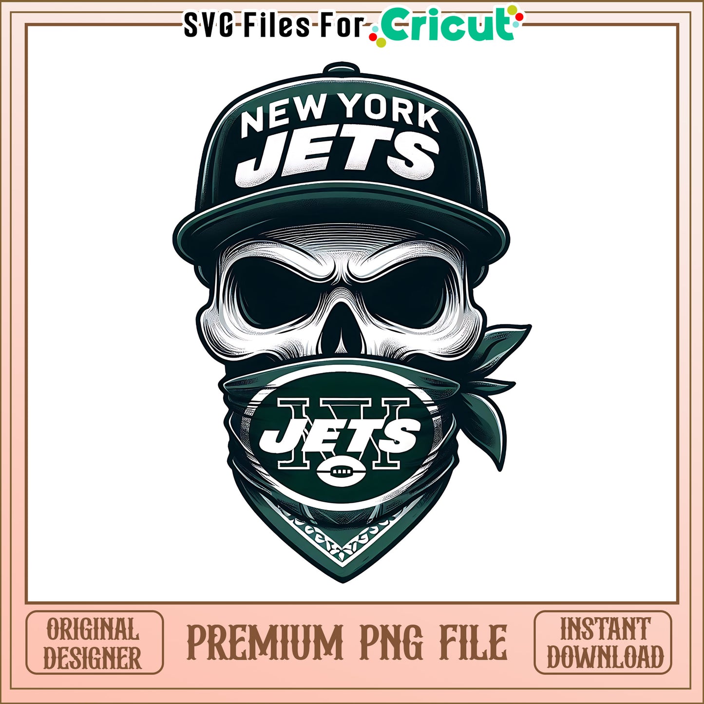 Jets team skull bandana png, New York Jets png, NFL png