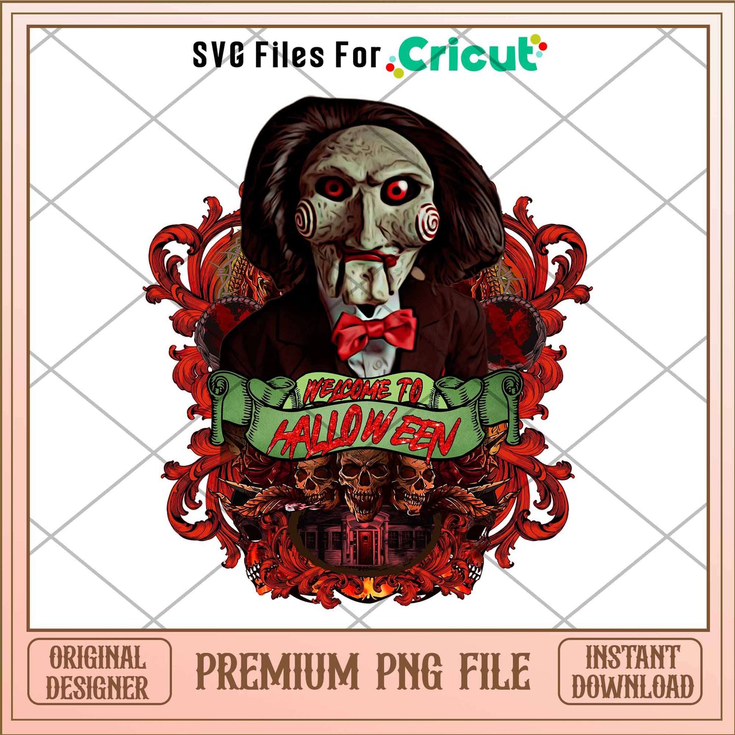 Jigsaw welcome to halloween png, Horror characters png, Digital Download