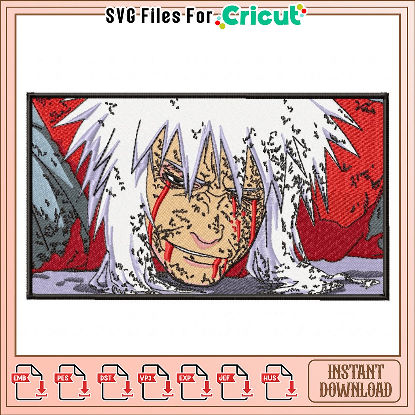 Jiraiya Embroidery Design Instant Download File Format