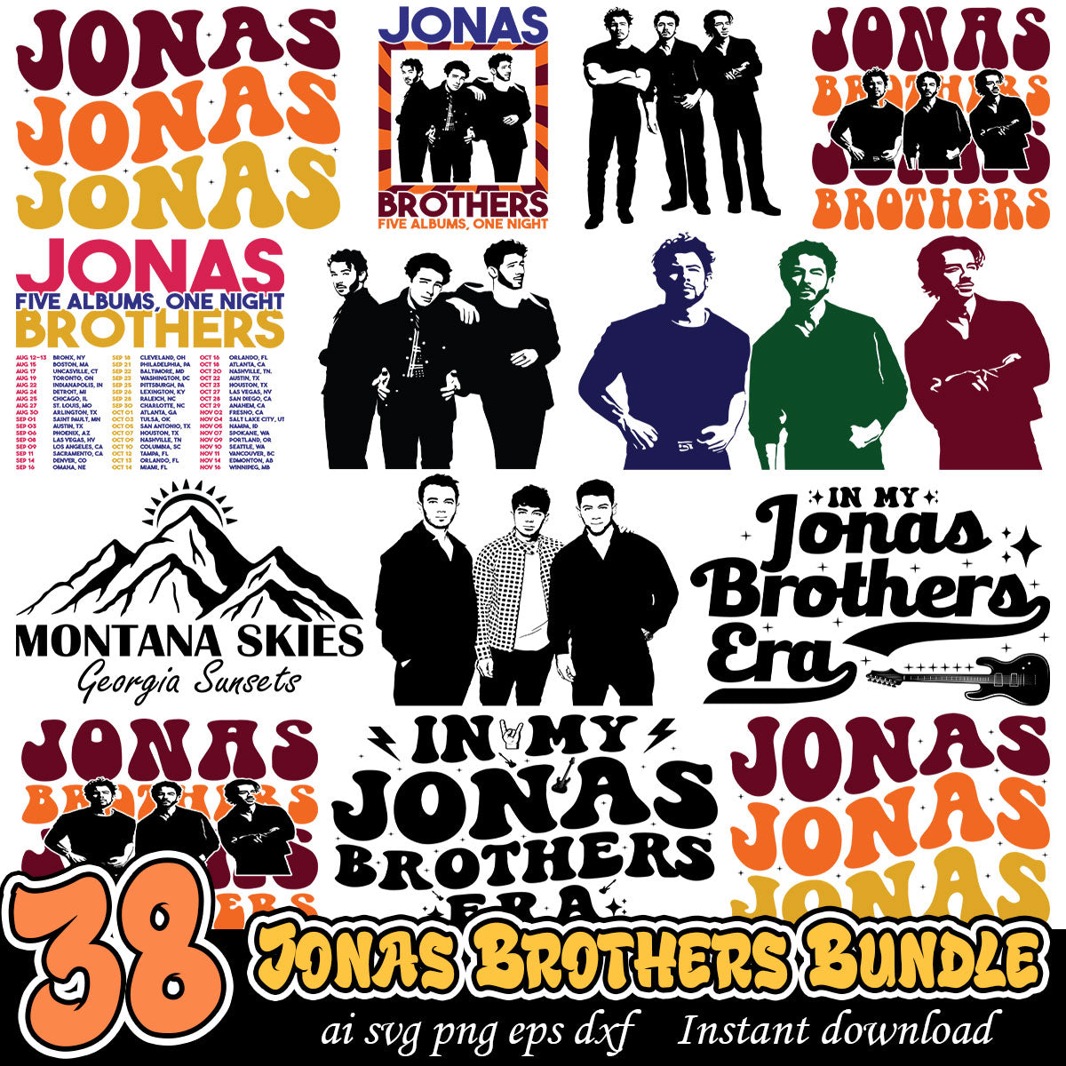 Jonas Brothers Bundle Svg, Jobros band svg bundle