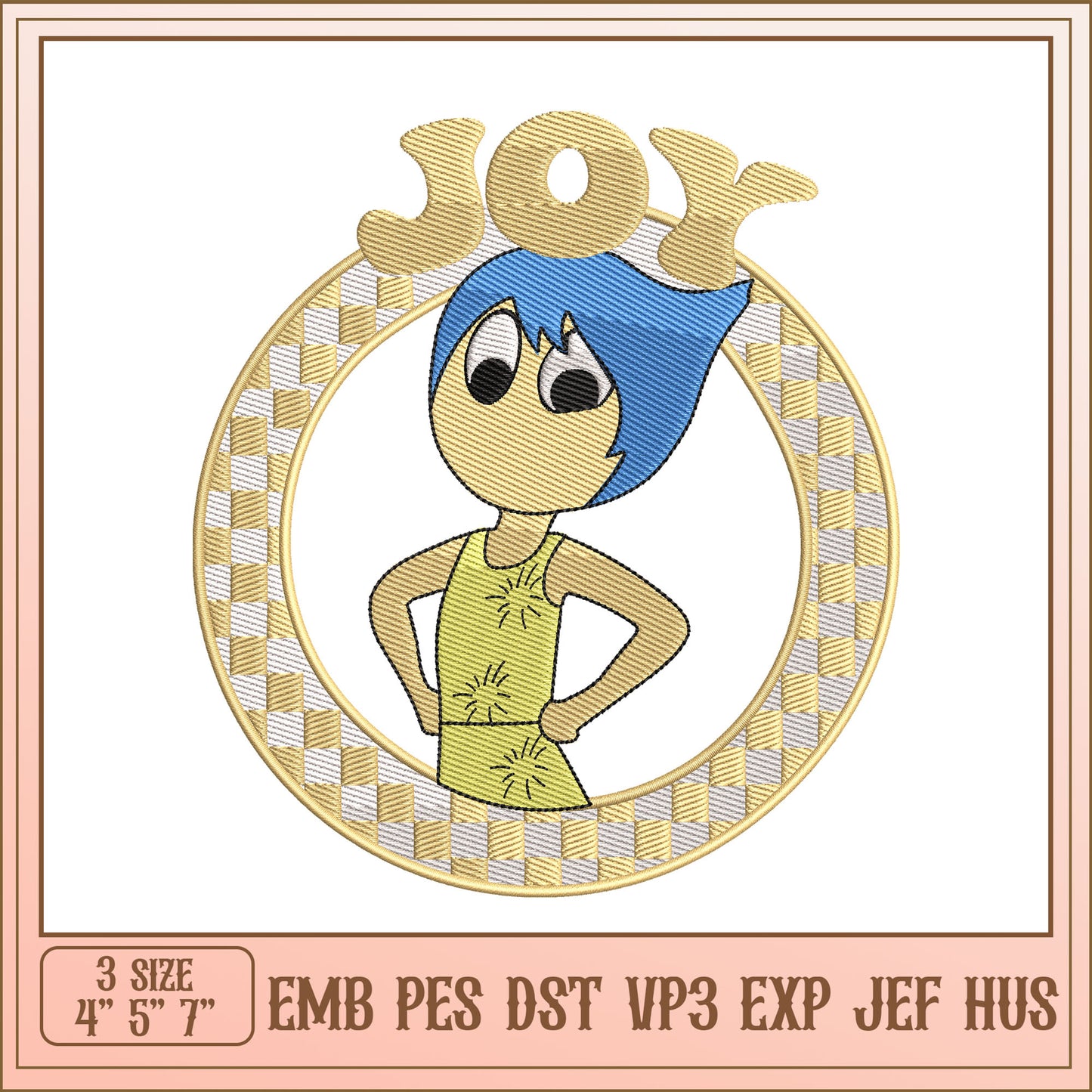 Joy Embroidery Design, 3 Sizes