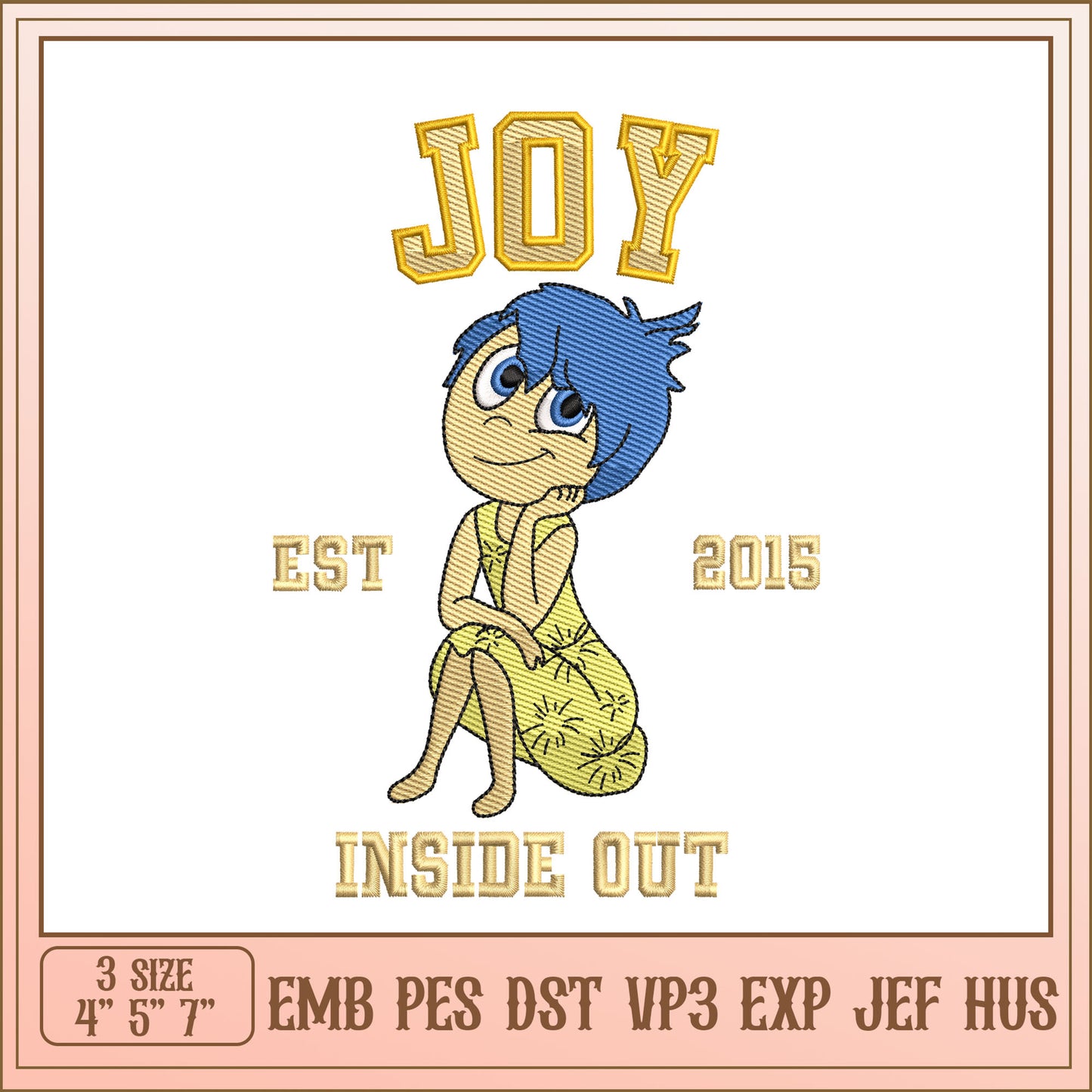 Joy Inside Out Embroidery Design