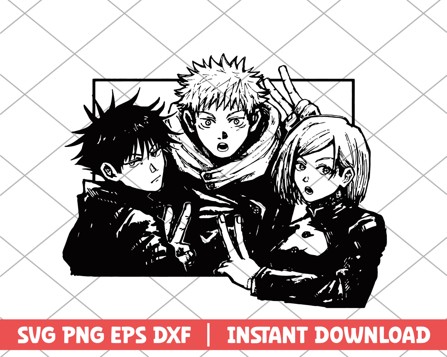 Jujutsu nobara yuji megumi anime svg