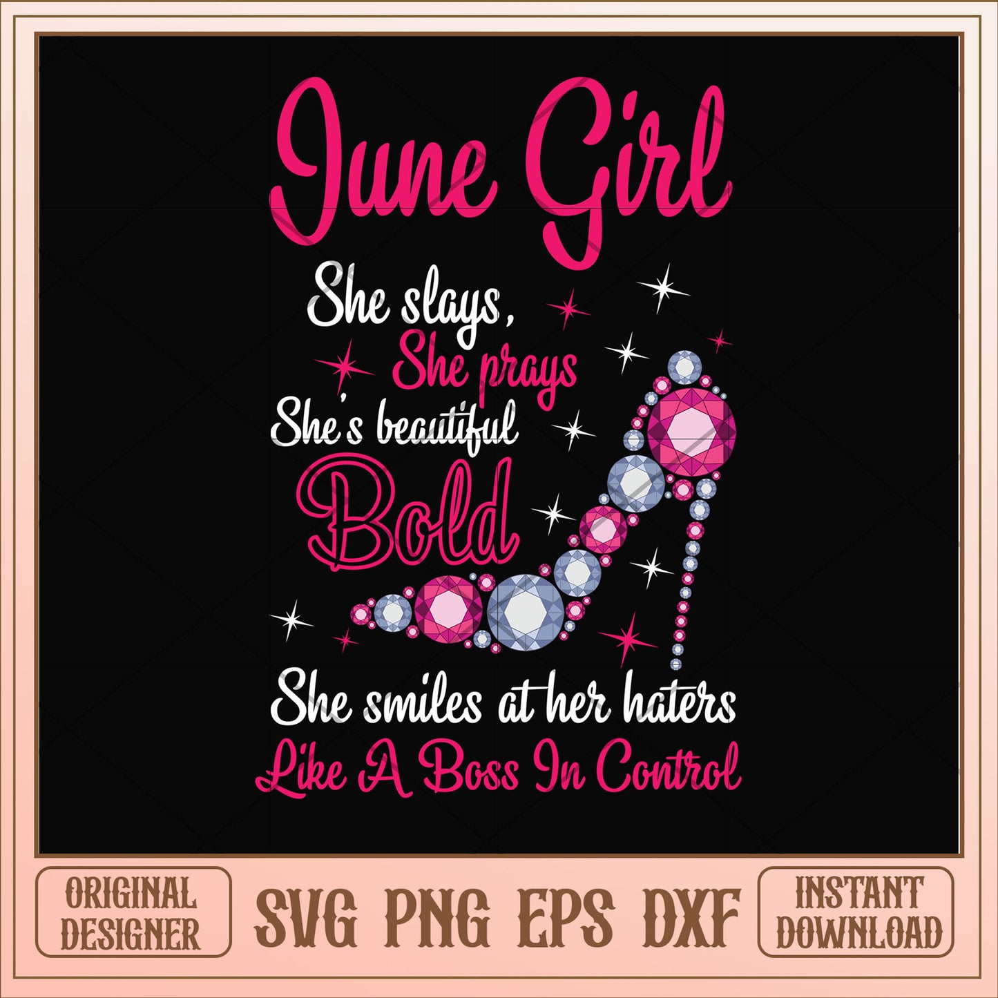 June girl she slays and beautiful bold svg, bold svg, birthday svg