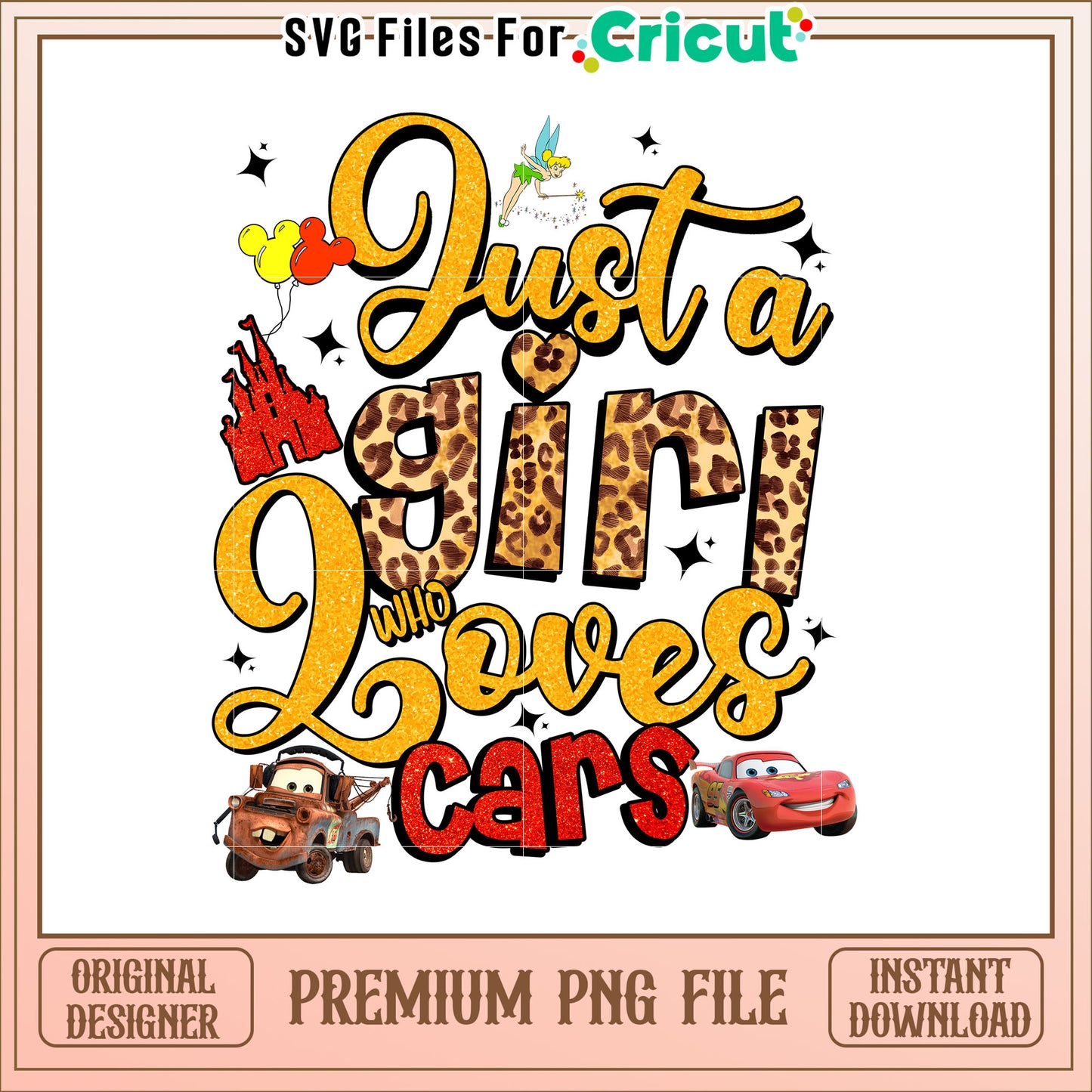 Just a Girl Who Loves Cars Fun PNG Design for Kids and Teens