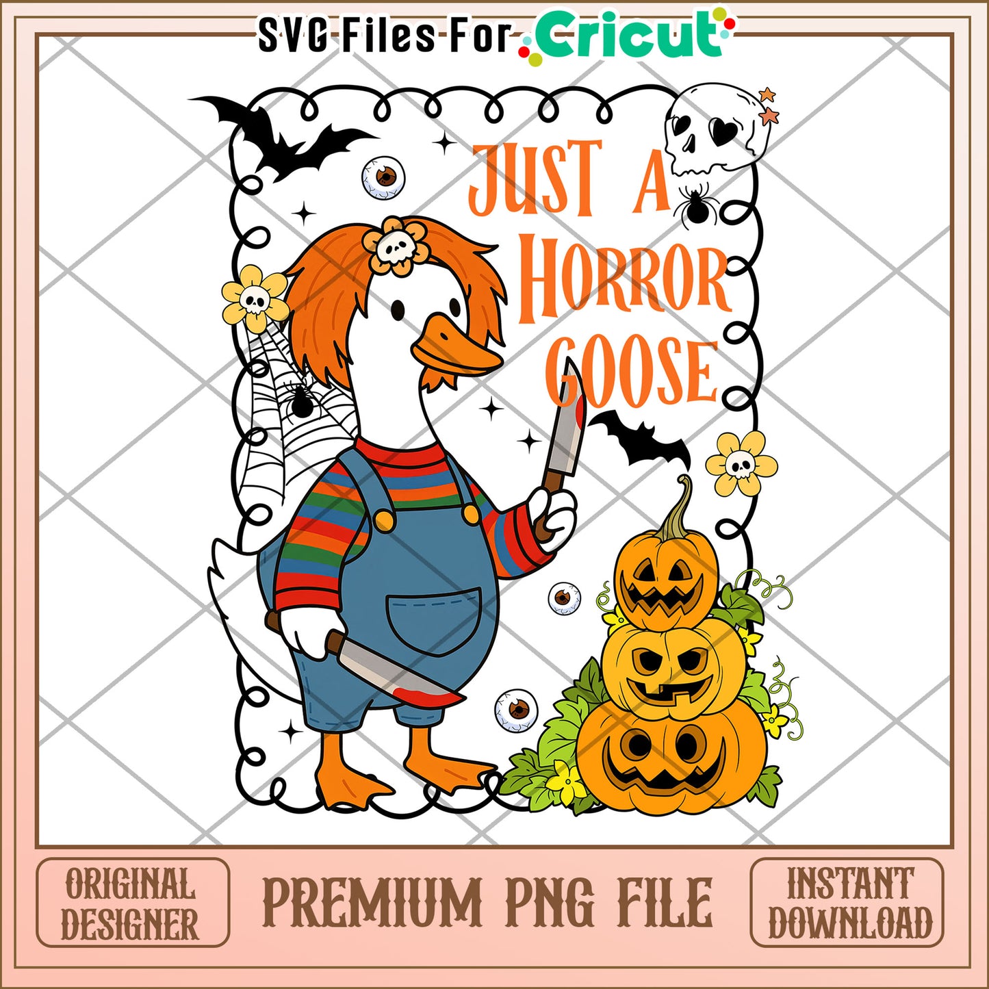 Just a horro goose png, trick or treat png, halloween quotes png