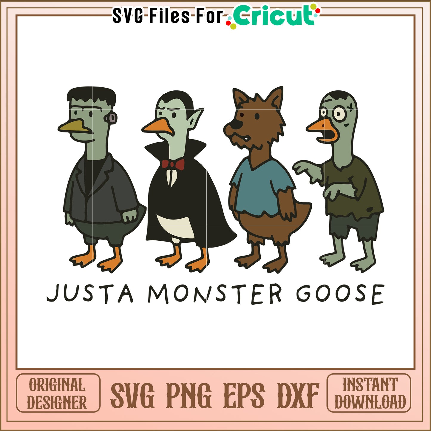 Just a monster goose svg, spooky goose creature svg, halloween goose monster svg