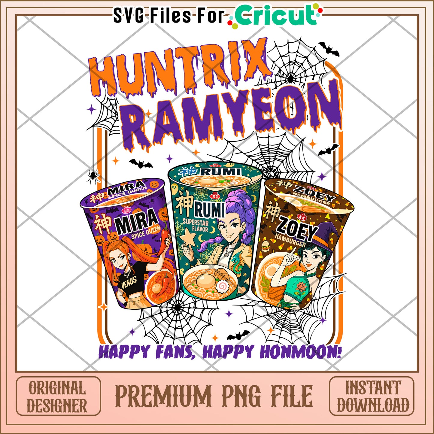 KPop Demon Hunters Ramyeon Halloween png, kpop cartoon png, halloween season png