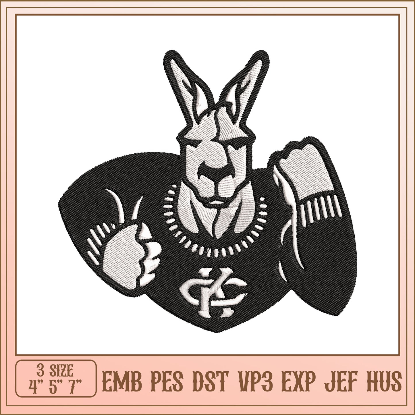 Kangaroo Embroidery Design - 3 Sizes
