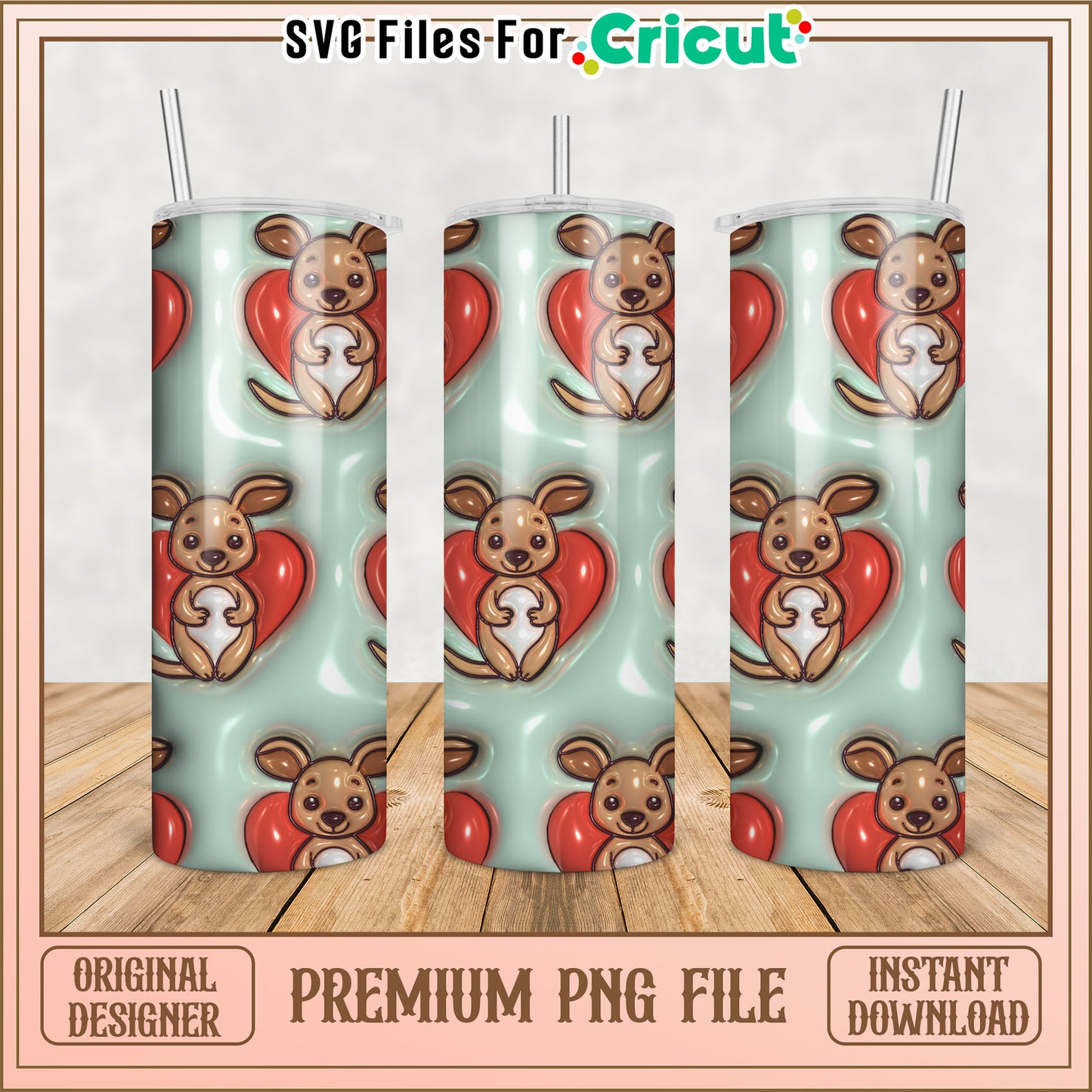 Kangaroo Heart Tumbler PNG Design