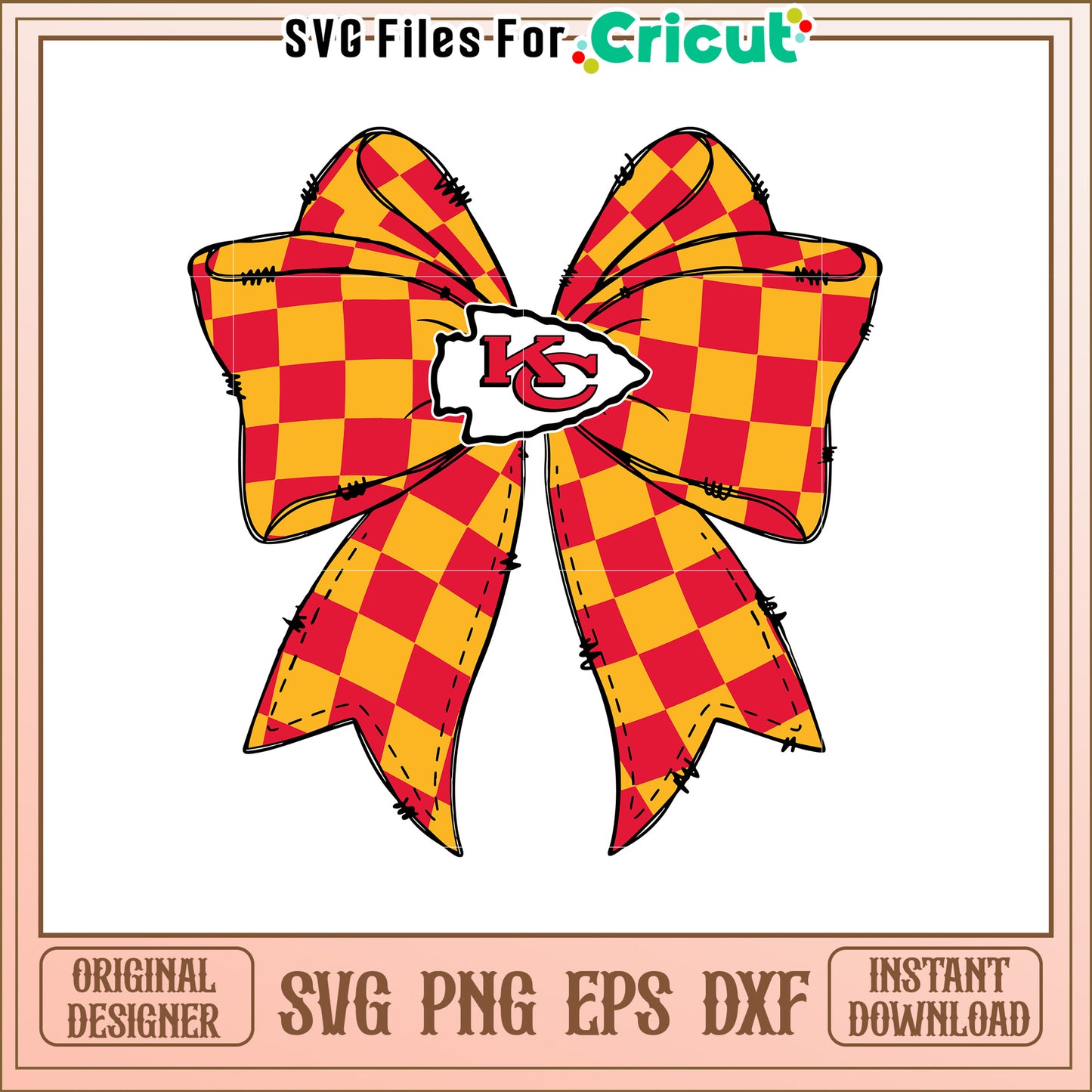 Kansas City Chiefs Checkered Bow SVG