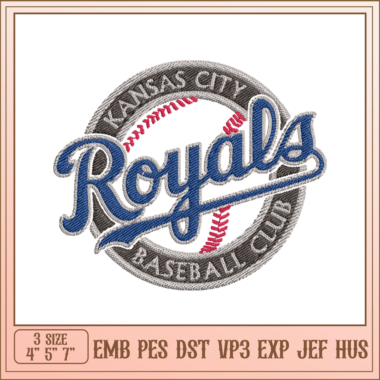 Kansas City Royals Baseball Embroidery Design