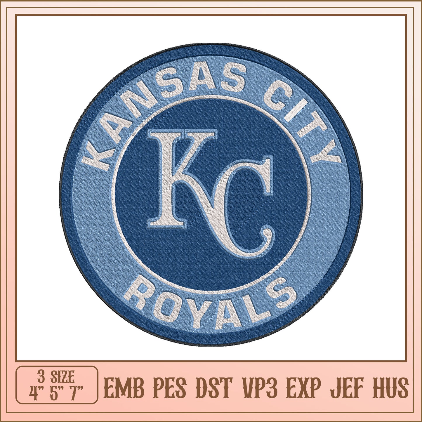 Kansas City Royals Embroidery Design Patch in Three Sizes
