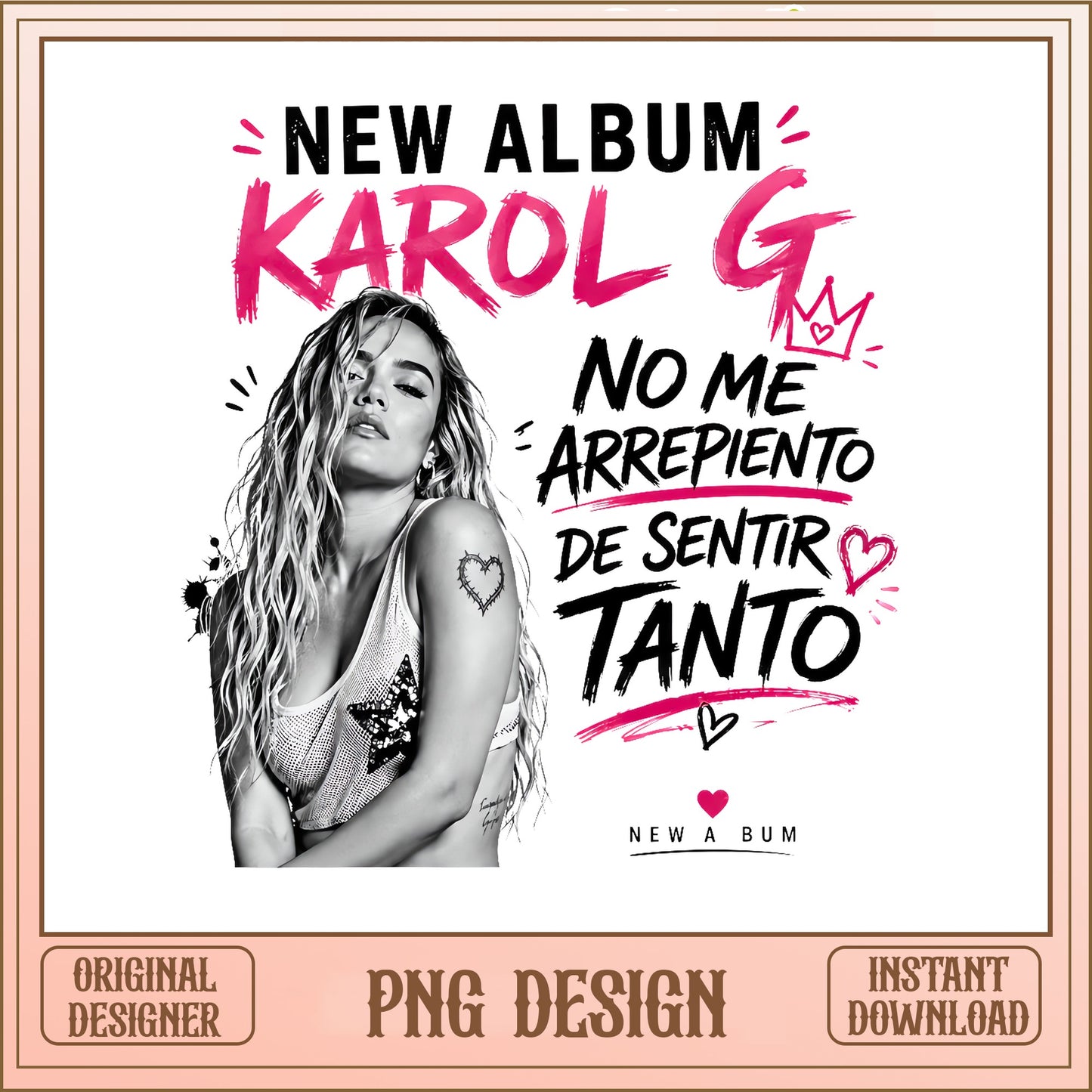 Karol G New Album PNG, Latina Music Singer PNG, Fan Shirt PNG