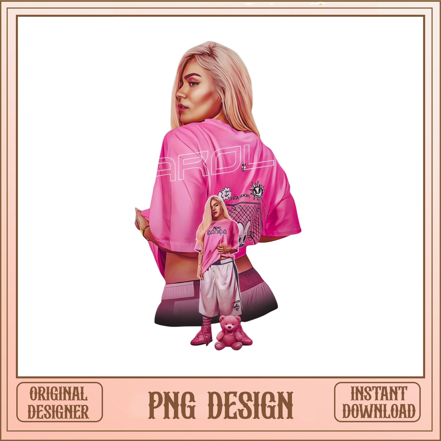 Karol G Pink Aesthetic PNG Design, Singer PNG, Sublimation PNG
