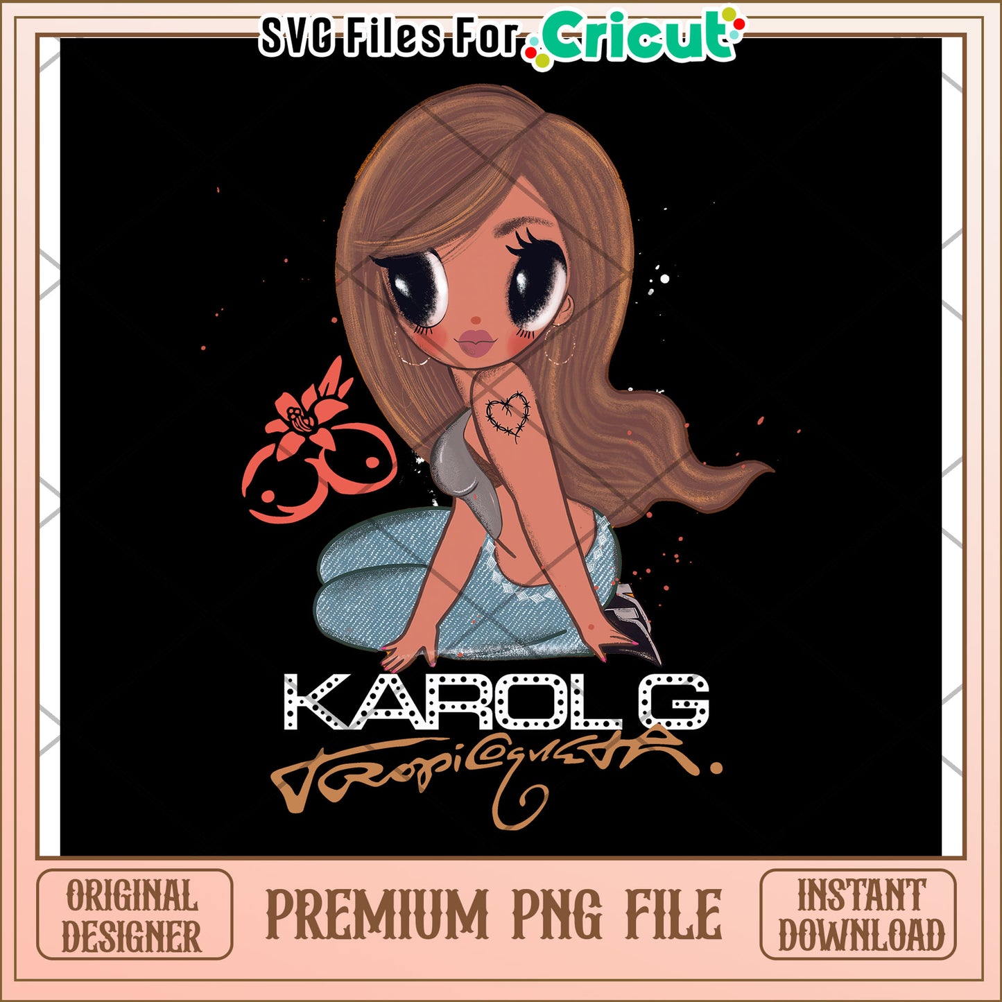 Karolg logo design png, latina girl png, tropigyalista png