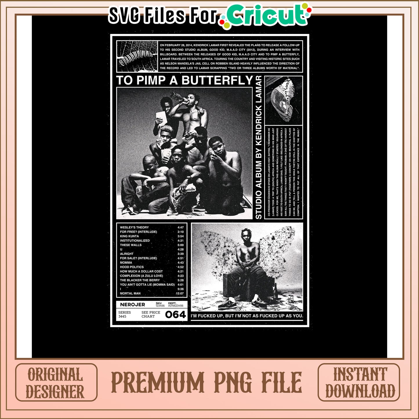 Kendrick Lamar Album Art PNG File, Perfect for Cricut Projects