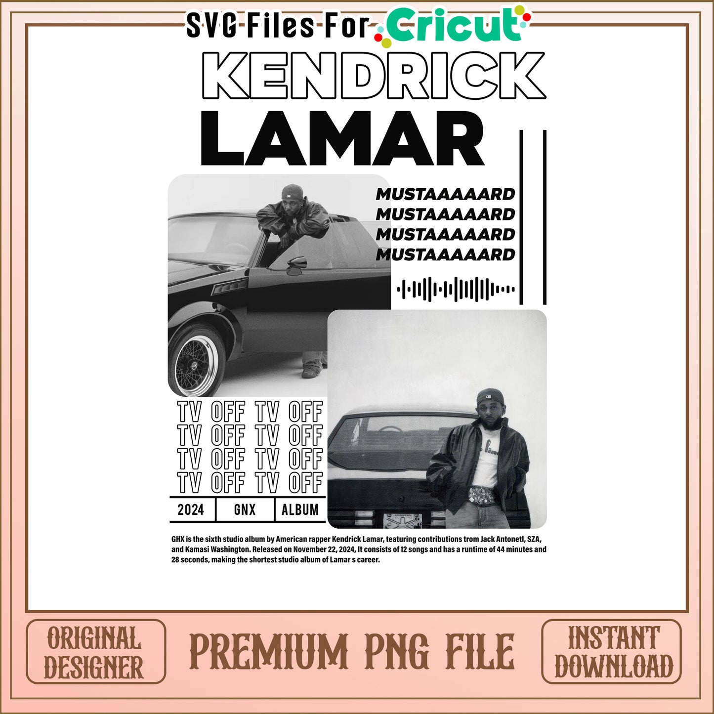Kendrick Lamar PNG File for Cricut, Instant Download for Designers
