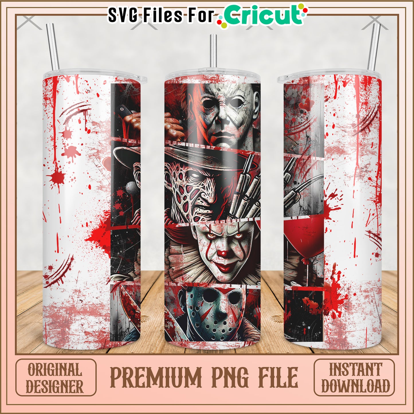 Killers halloween design tumbler png, horror movie png, halloween tumbler png