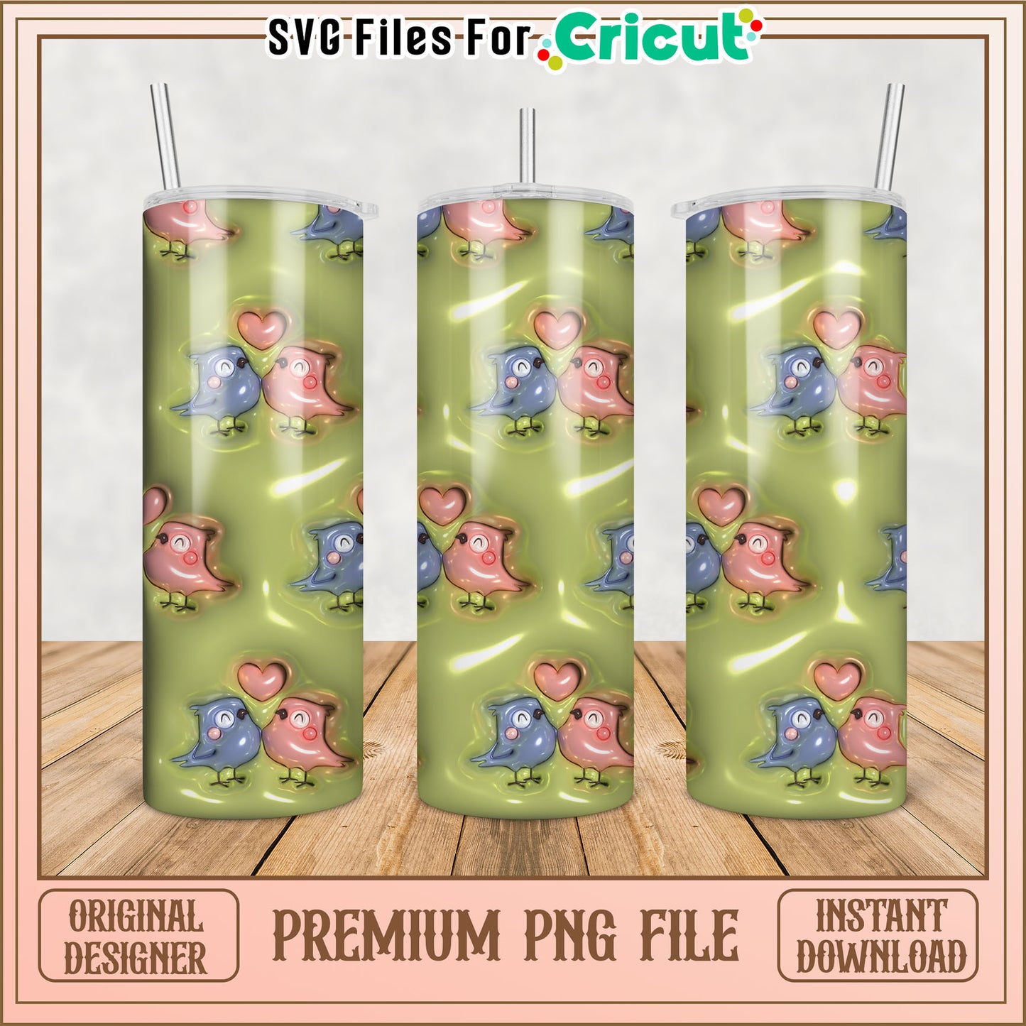 Kissing Birds Tumbler PNG Design