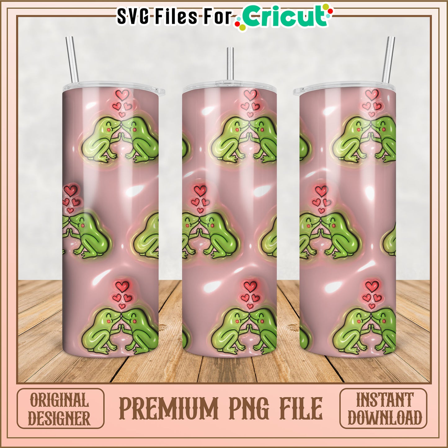 Kissing Frogs Tumbler PNG Design
