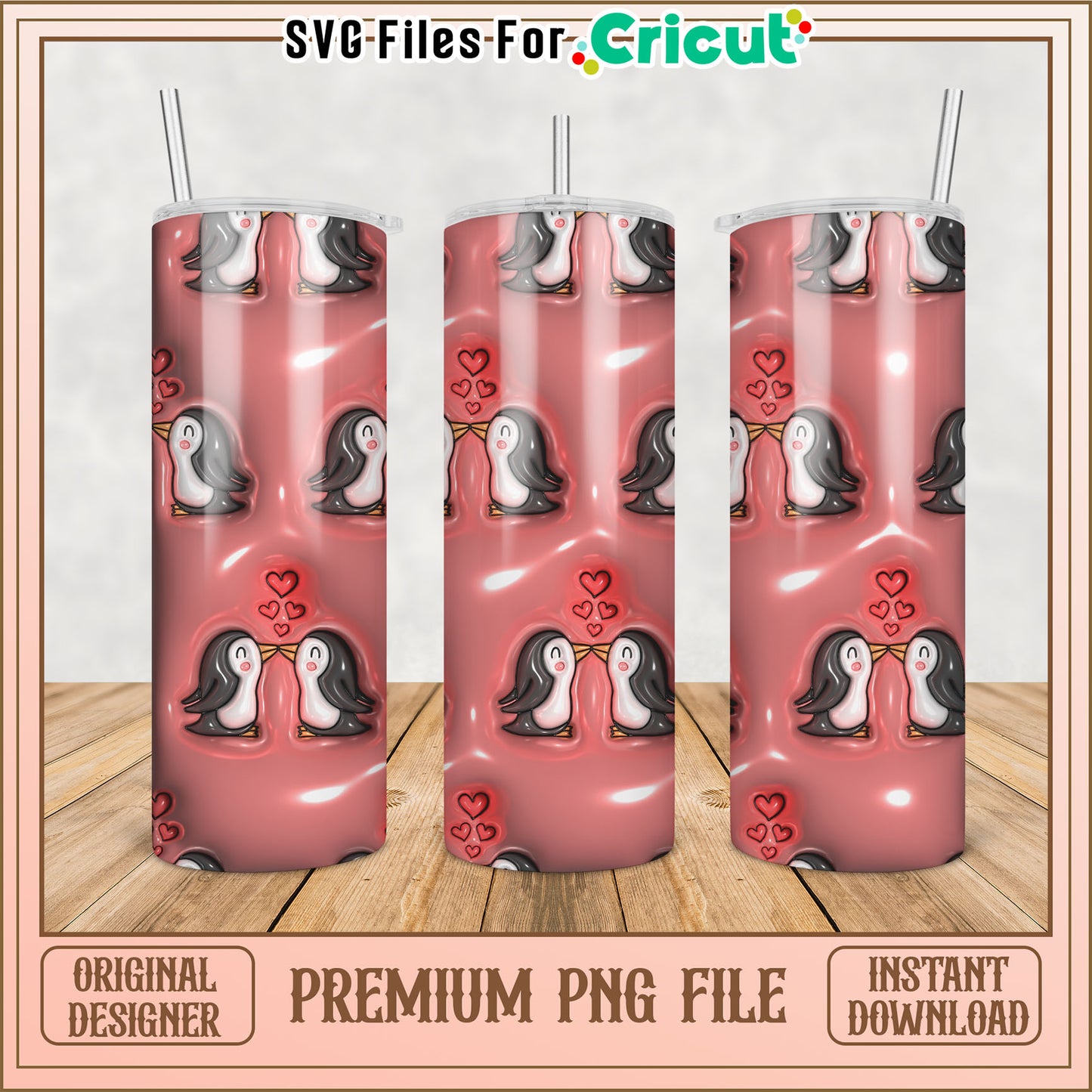 Kissing Penguins Tumbler PNG