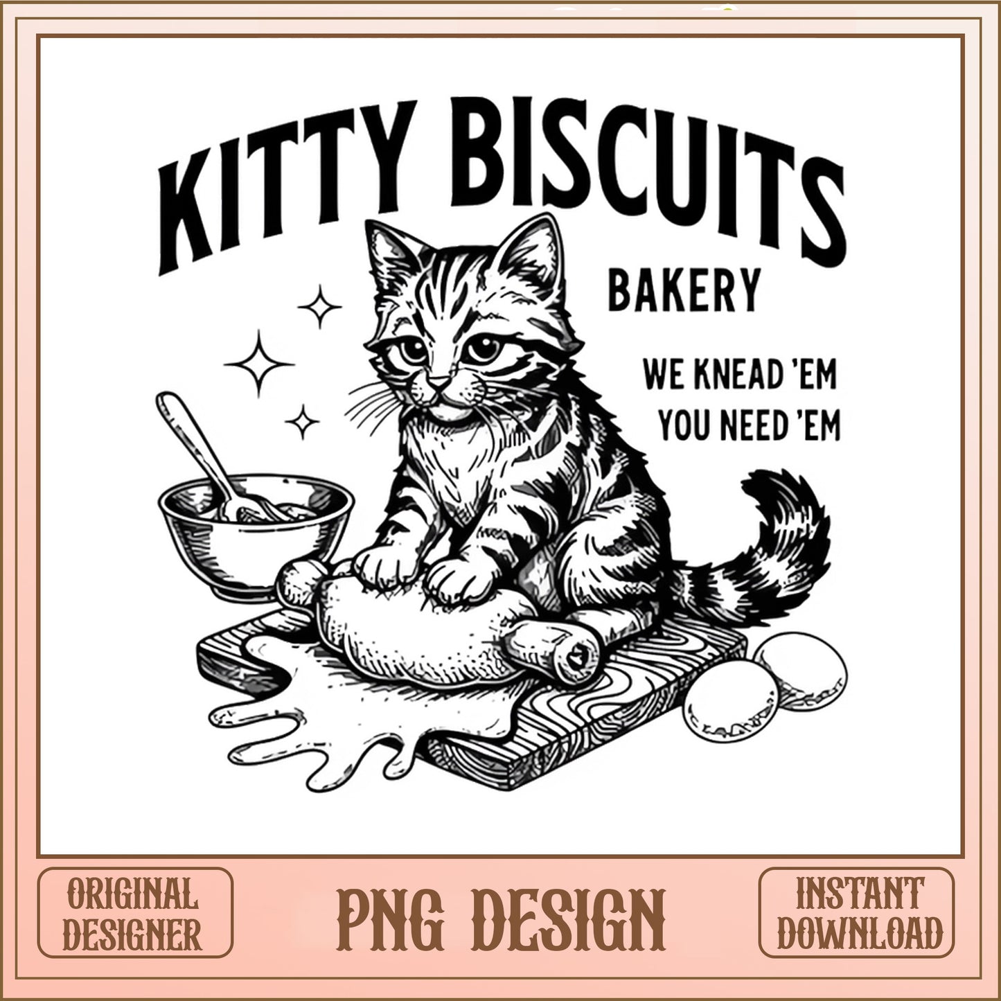 Kitty Biscuits Bakery PNG, Funny Cat Shirt Design, Cat Lover PNG