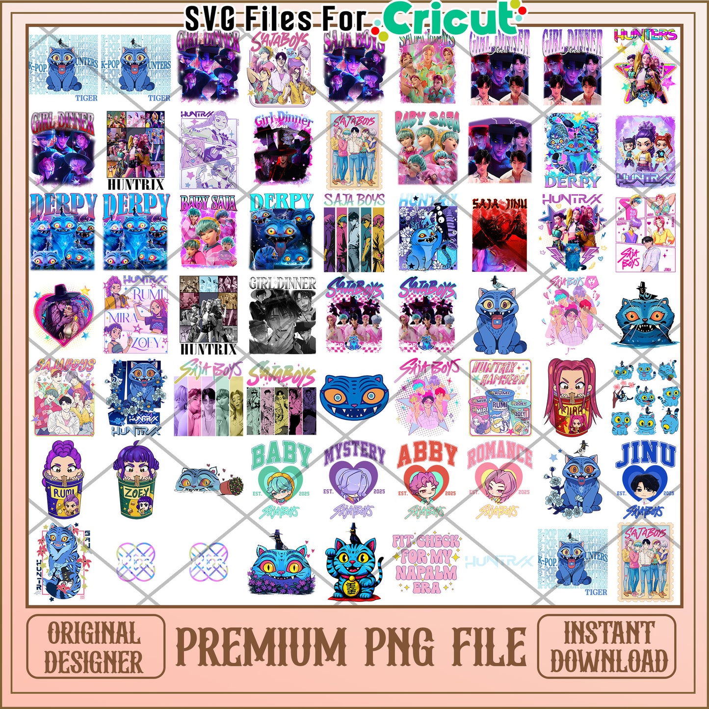 K-pop Demon Hunters png bundle, erpy the Tiger & Bird Demon Hunters PNG