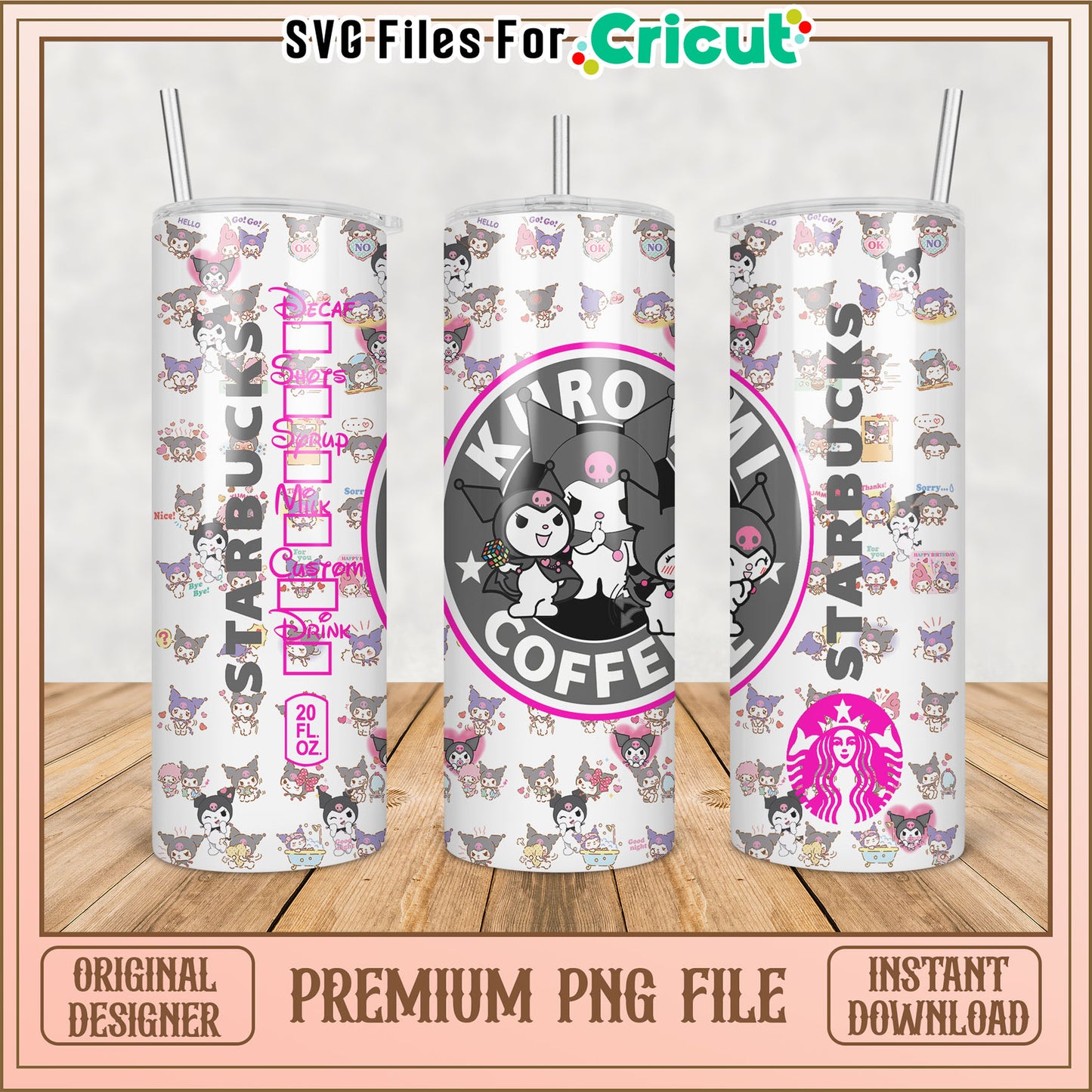 Kuromi Starbucks Tumbler PNG