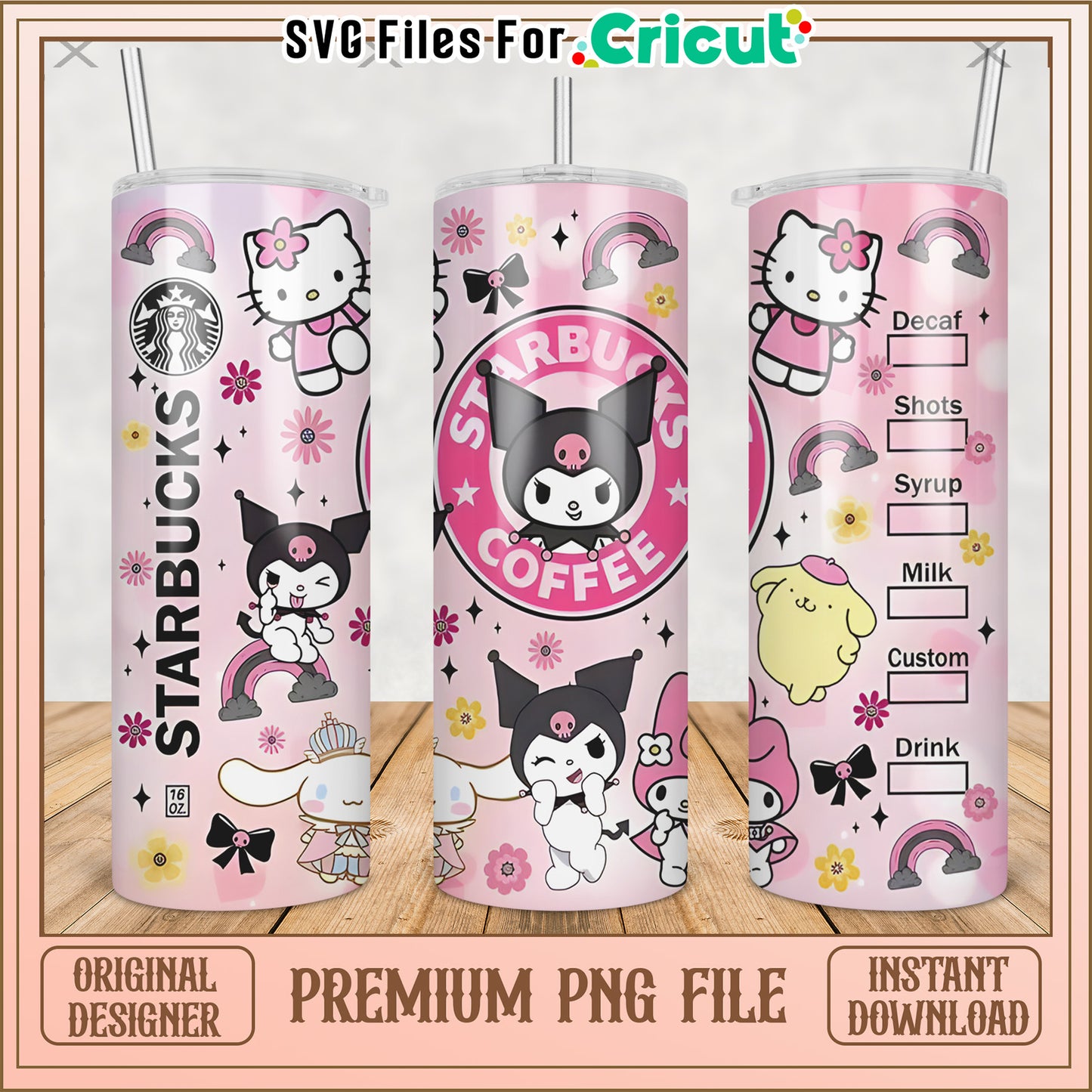 Kuromi cute tumbler png, cute characters png, kuromi hello kitty png