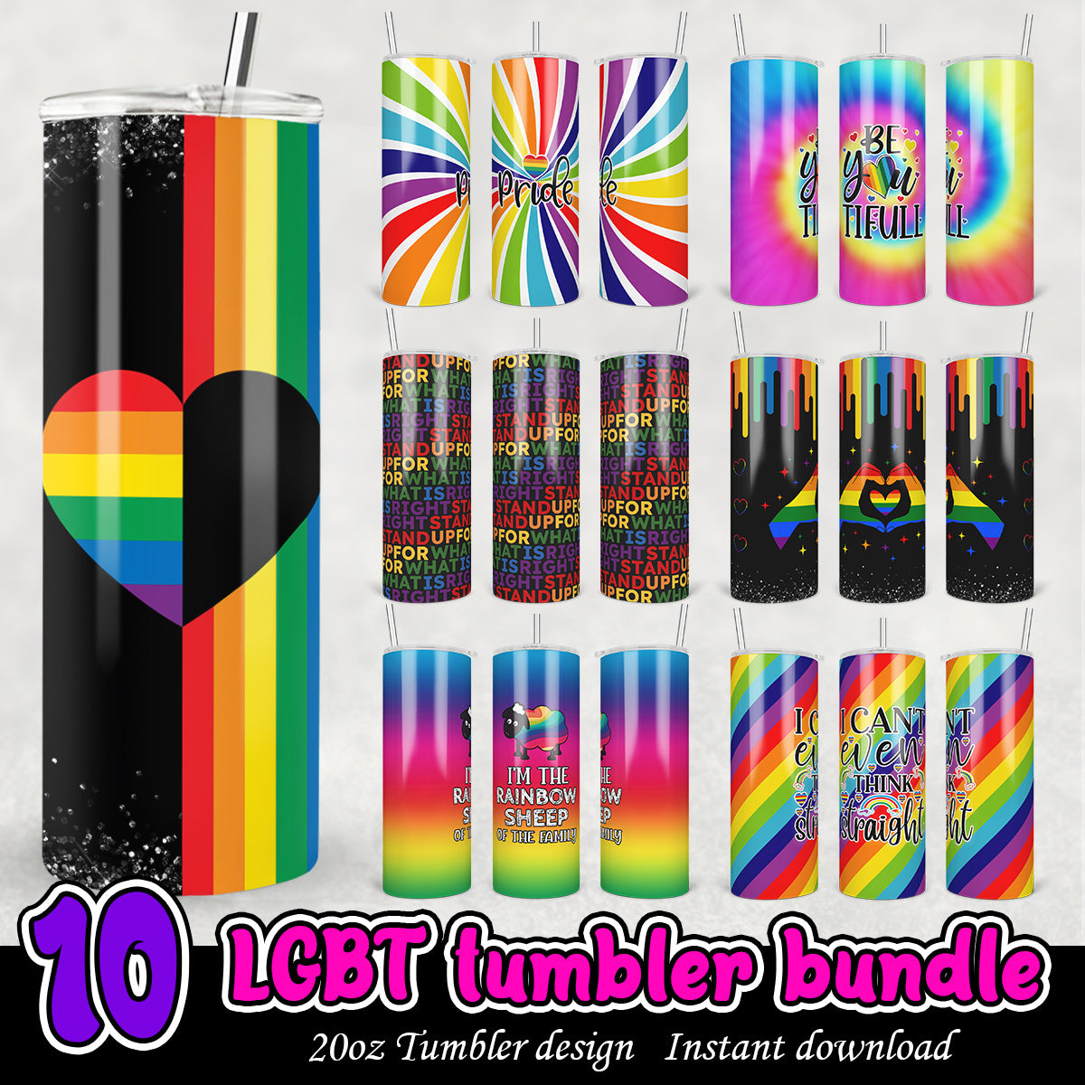 LGBT tumbler Wrap, LGBT 20oz tumbler wrap bundle