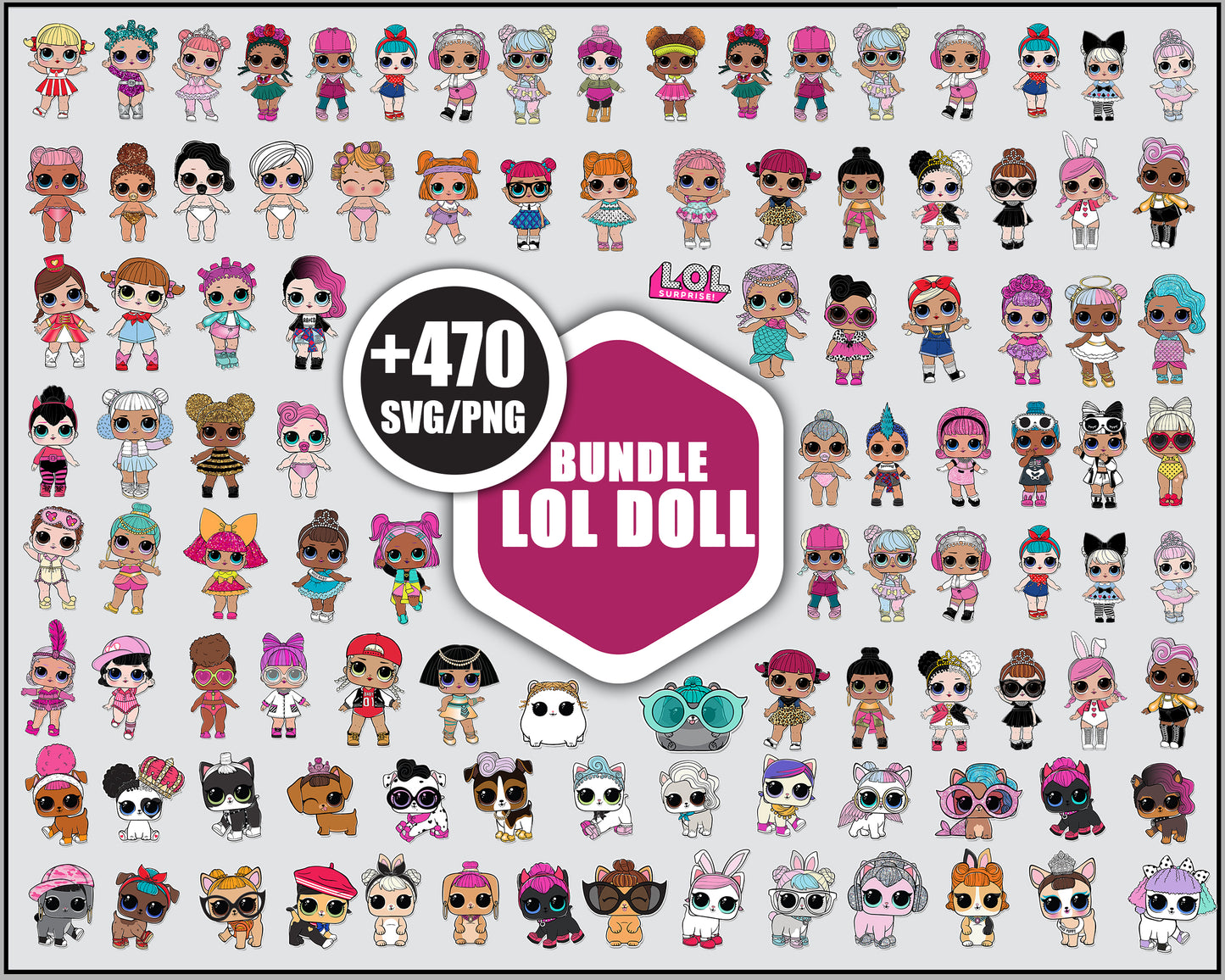 Lol dolls character bundle svg, lol dolls cartoon svg, lol doll svg