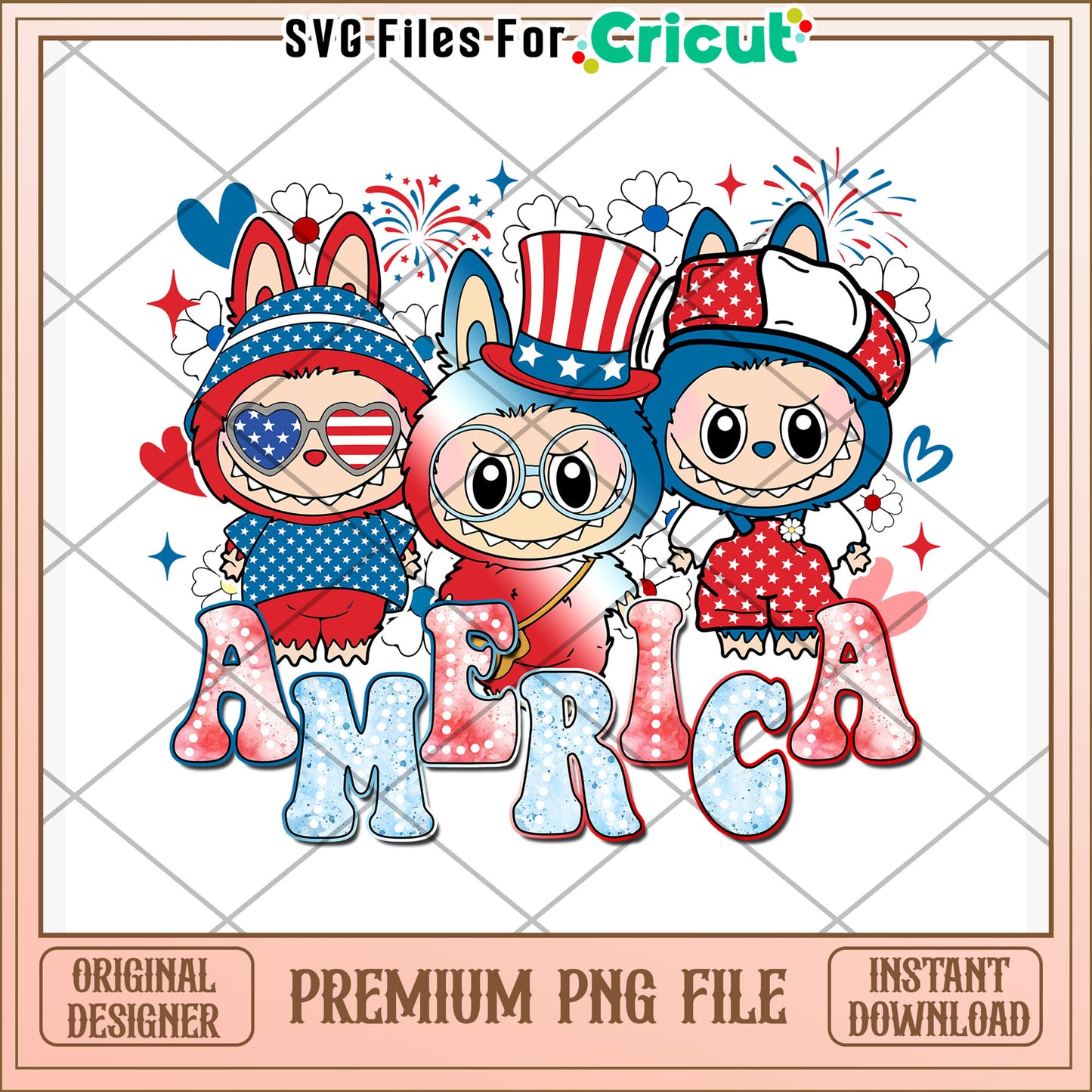 Labubu America png, cute character png, playful design png