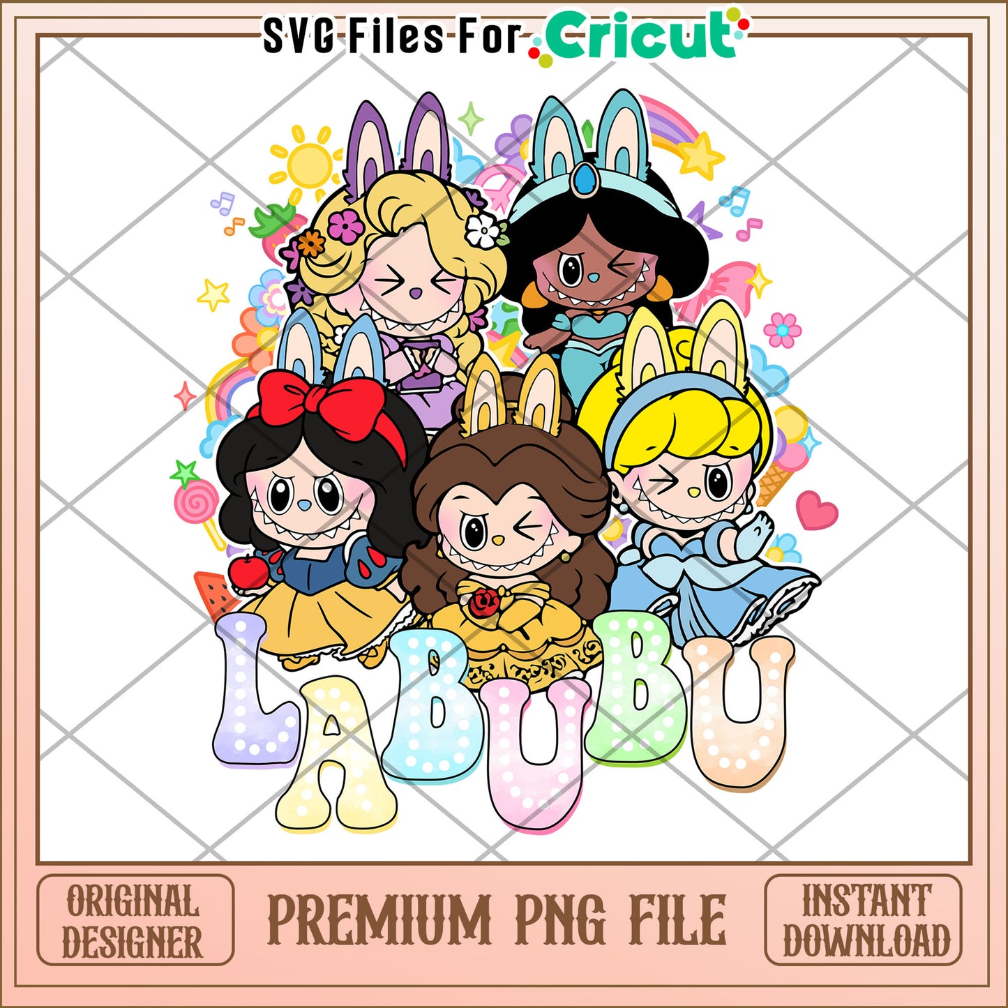 Labubu disney pincess png, labubu dolls png, popmart labubu png