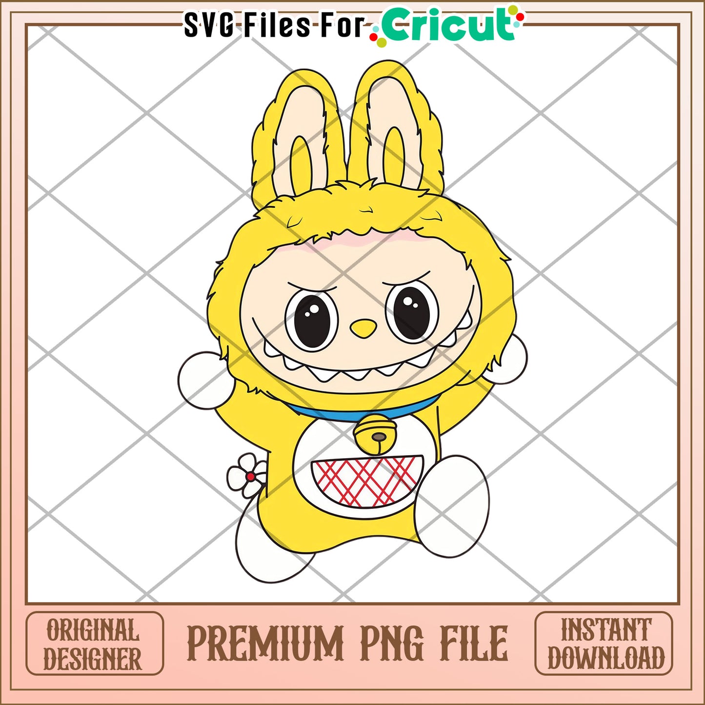 Labubu doremi design png, labubu doremon png, doremon characters png