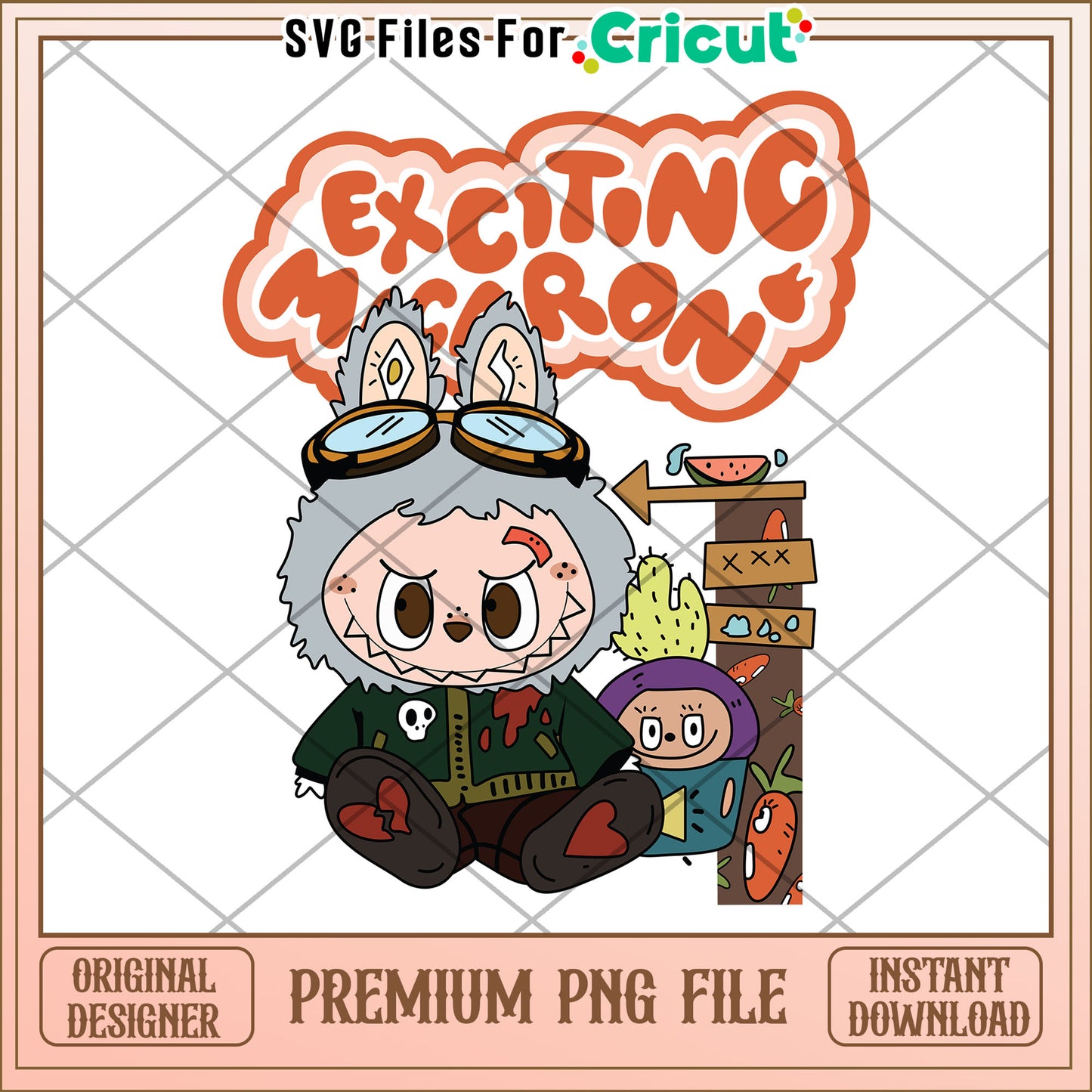 Labubu exciting macaron png, labubu macaron png, labubu monster png