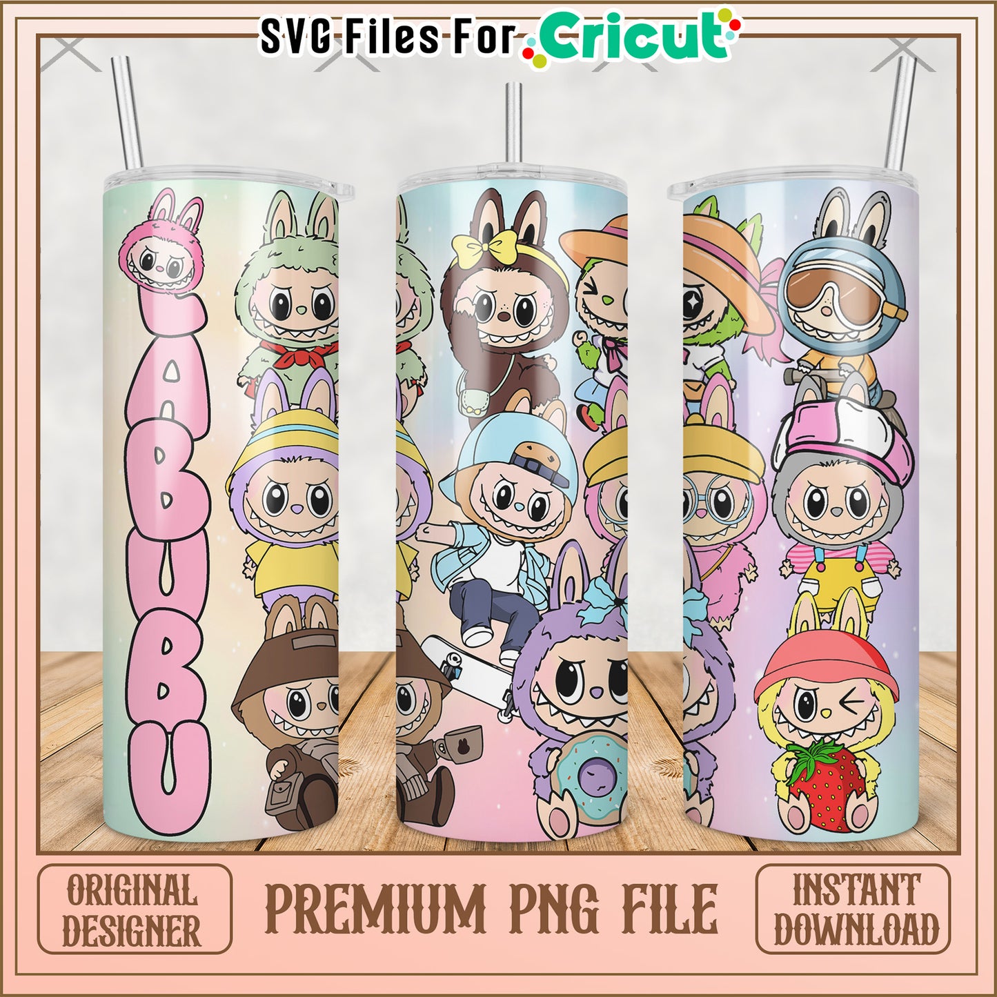 Labubu friends tumbler png, labubu macaron png, the monsters labubu png