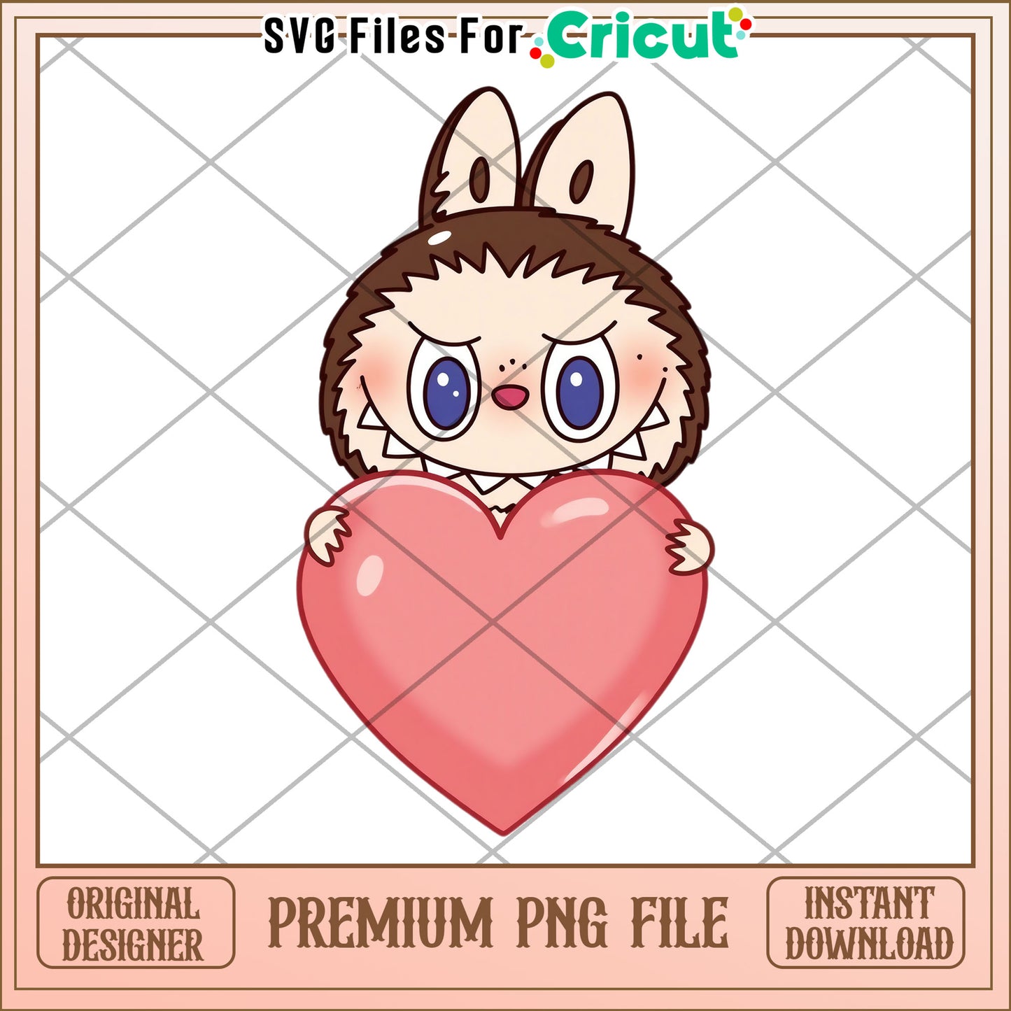 Labubu heart illustrtion png, labubu secret png, cartoon labubu png