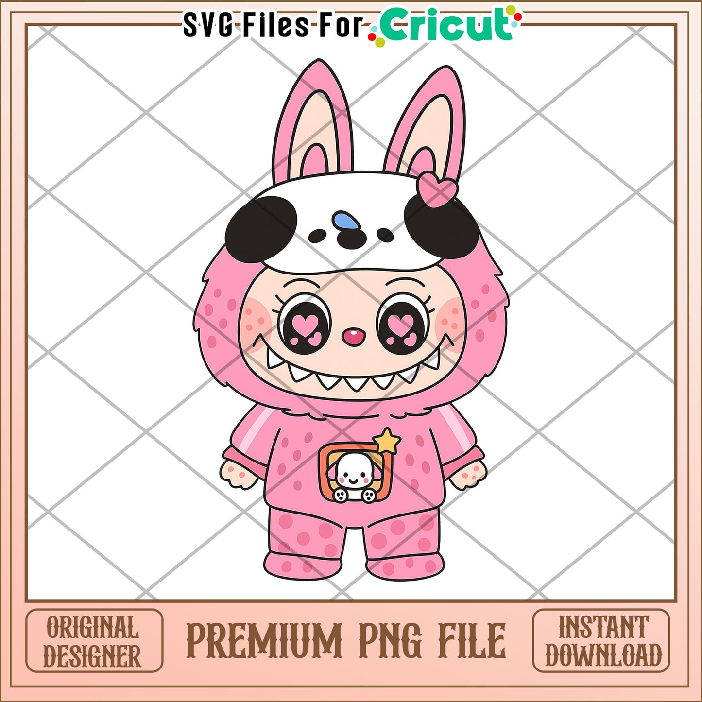 Labubu lovely and pink png, labubu doll png, popmart labubu png