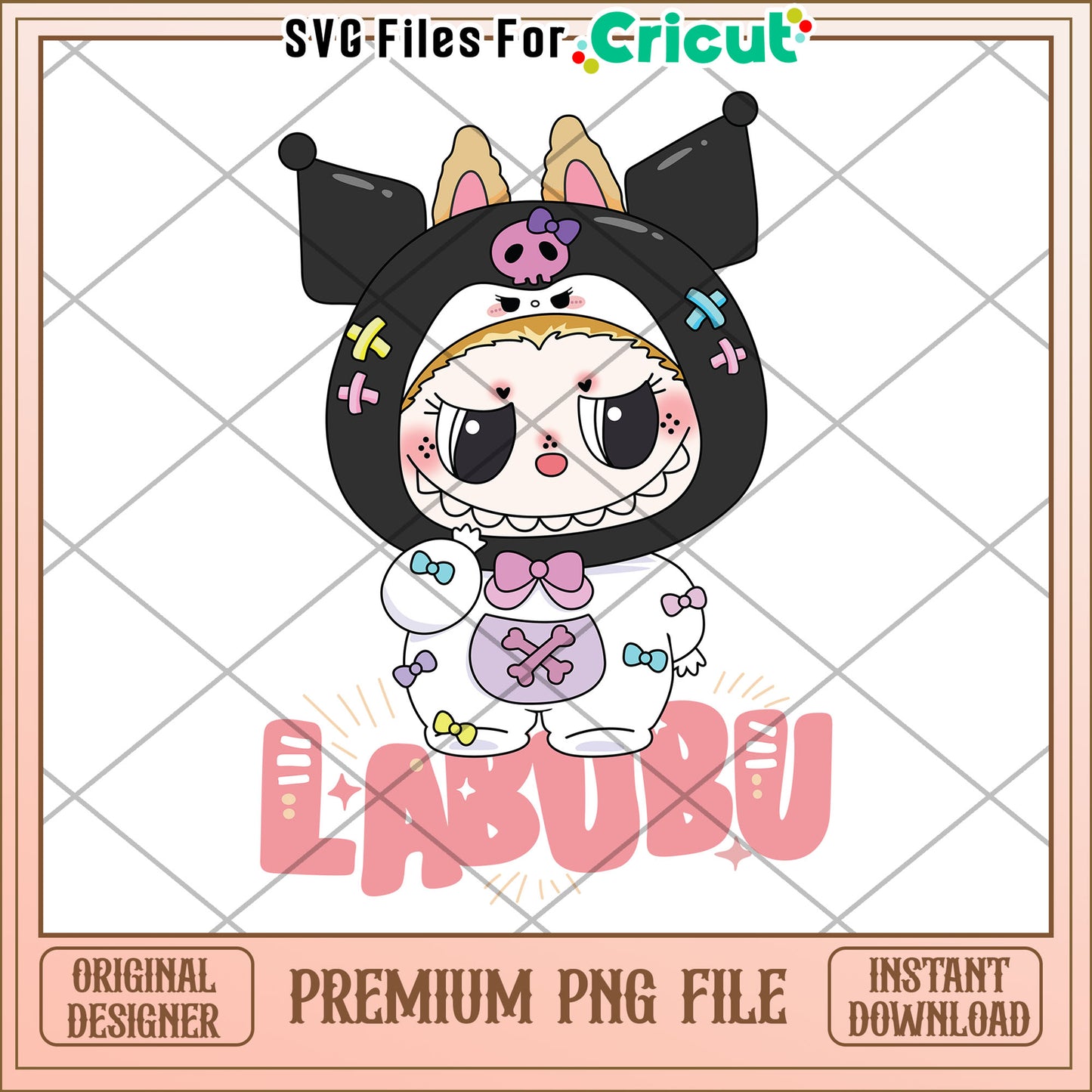 Labubu monster kuromi costume png, labubu costume png, cute labubu png