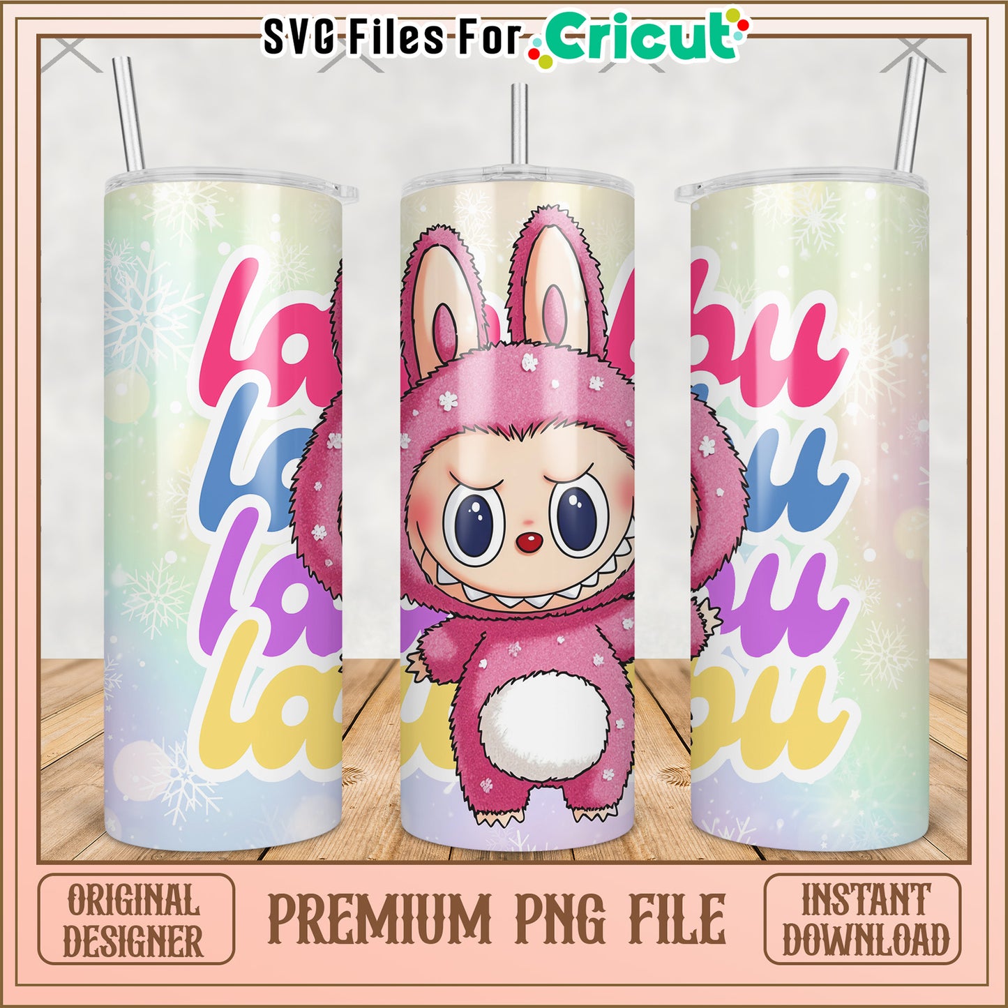 Labubu pink character tumbler png, labubu secret png, labubu keychain png
