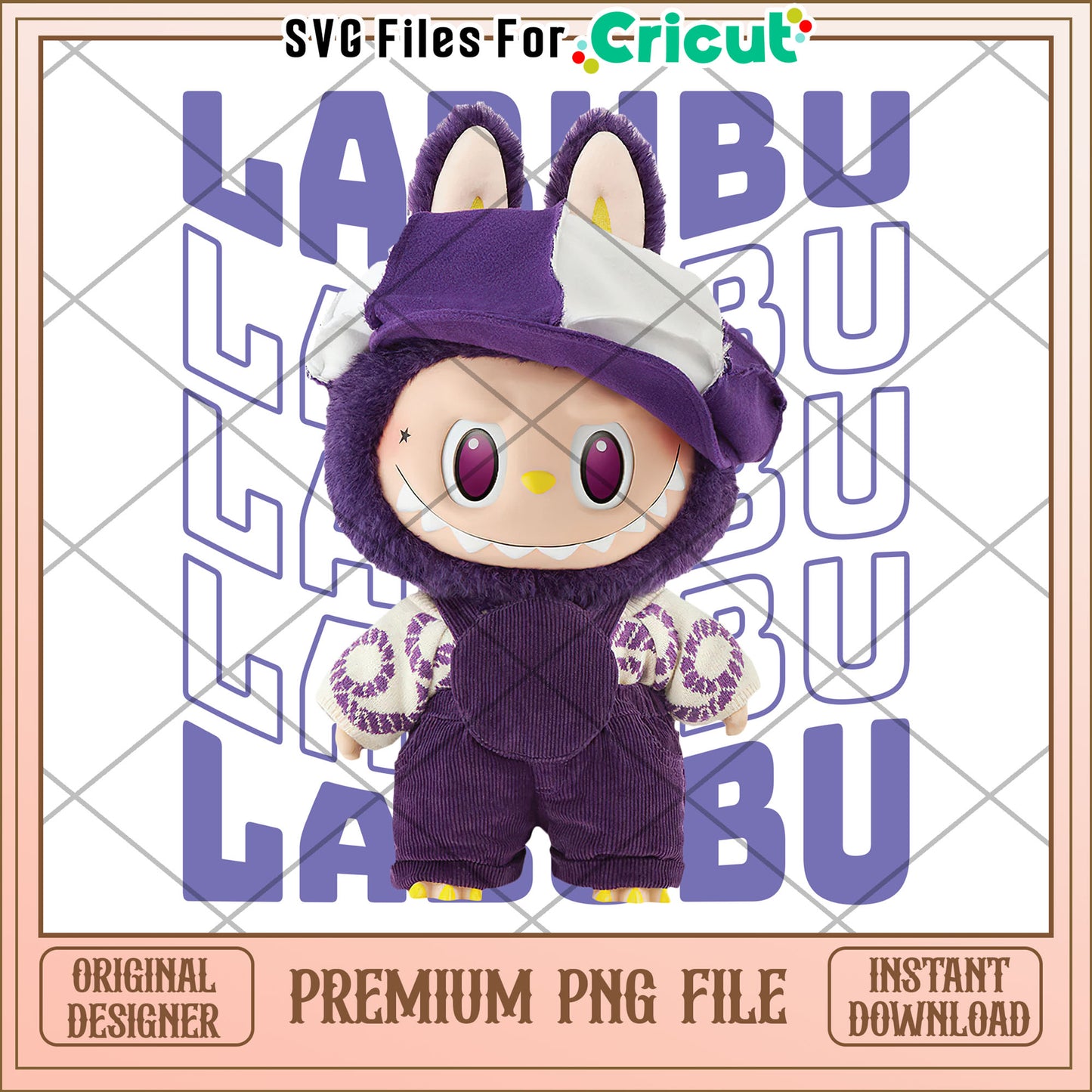 Labubu purple design png, labubu the monster png, popmart labubu png