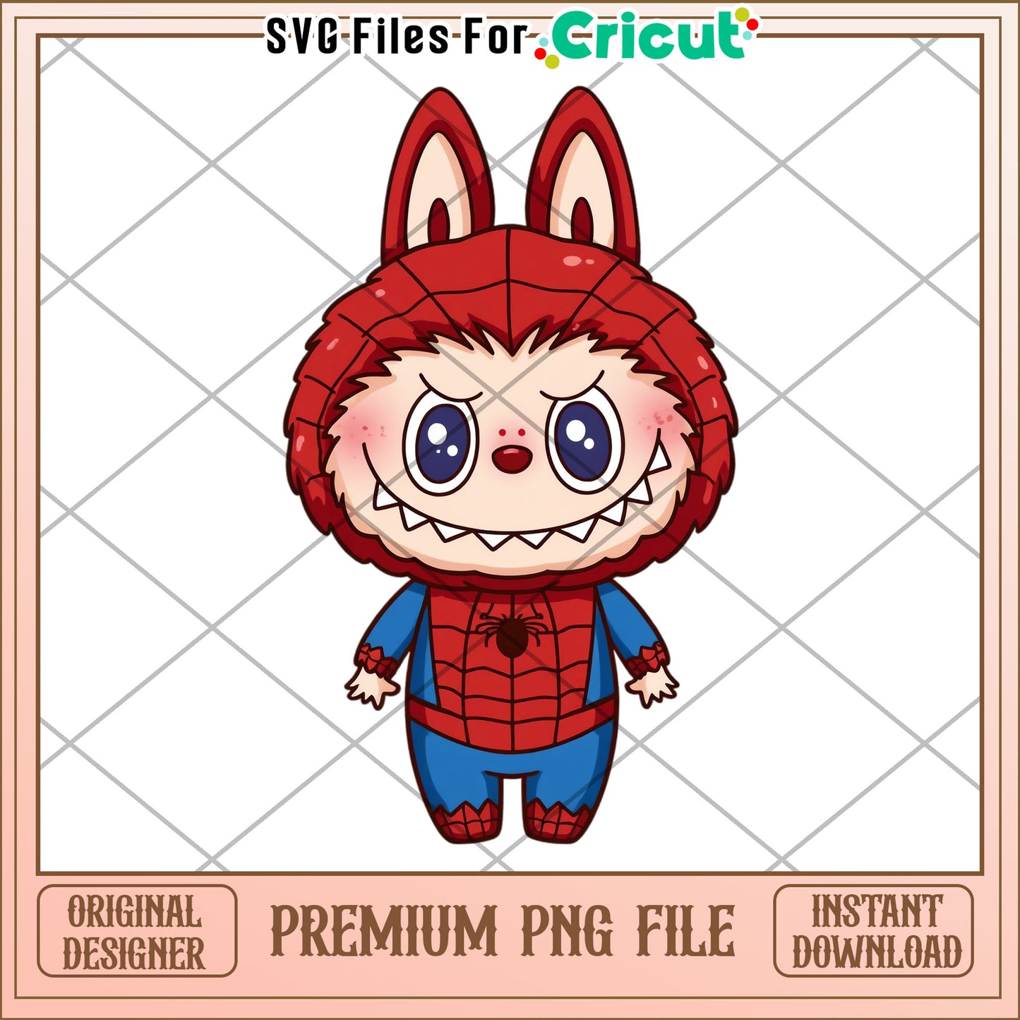 Labubu spiderman funny design png, labubu cartoon png, labubu popmart png