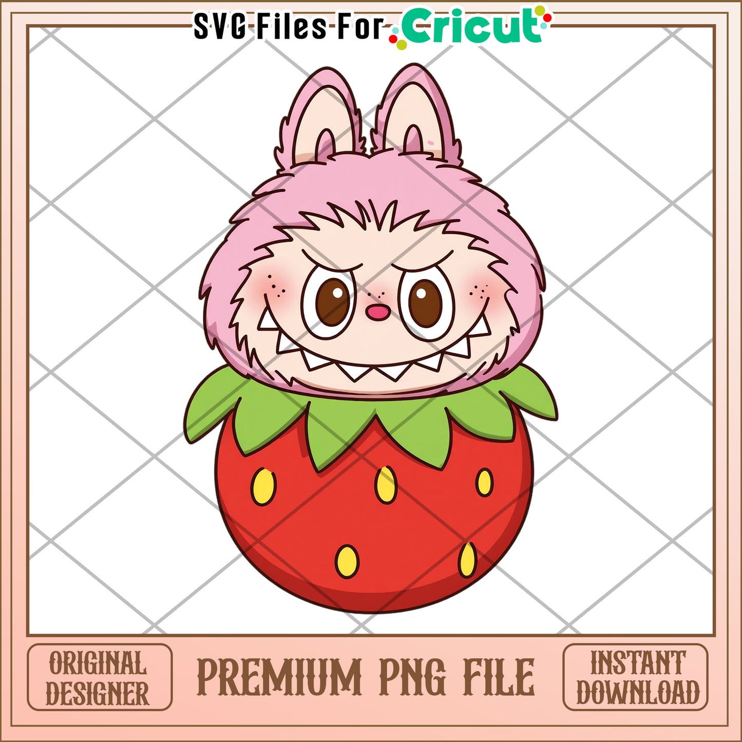 Labubu strawberry design png, labubu popmart png, cartoon characters png