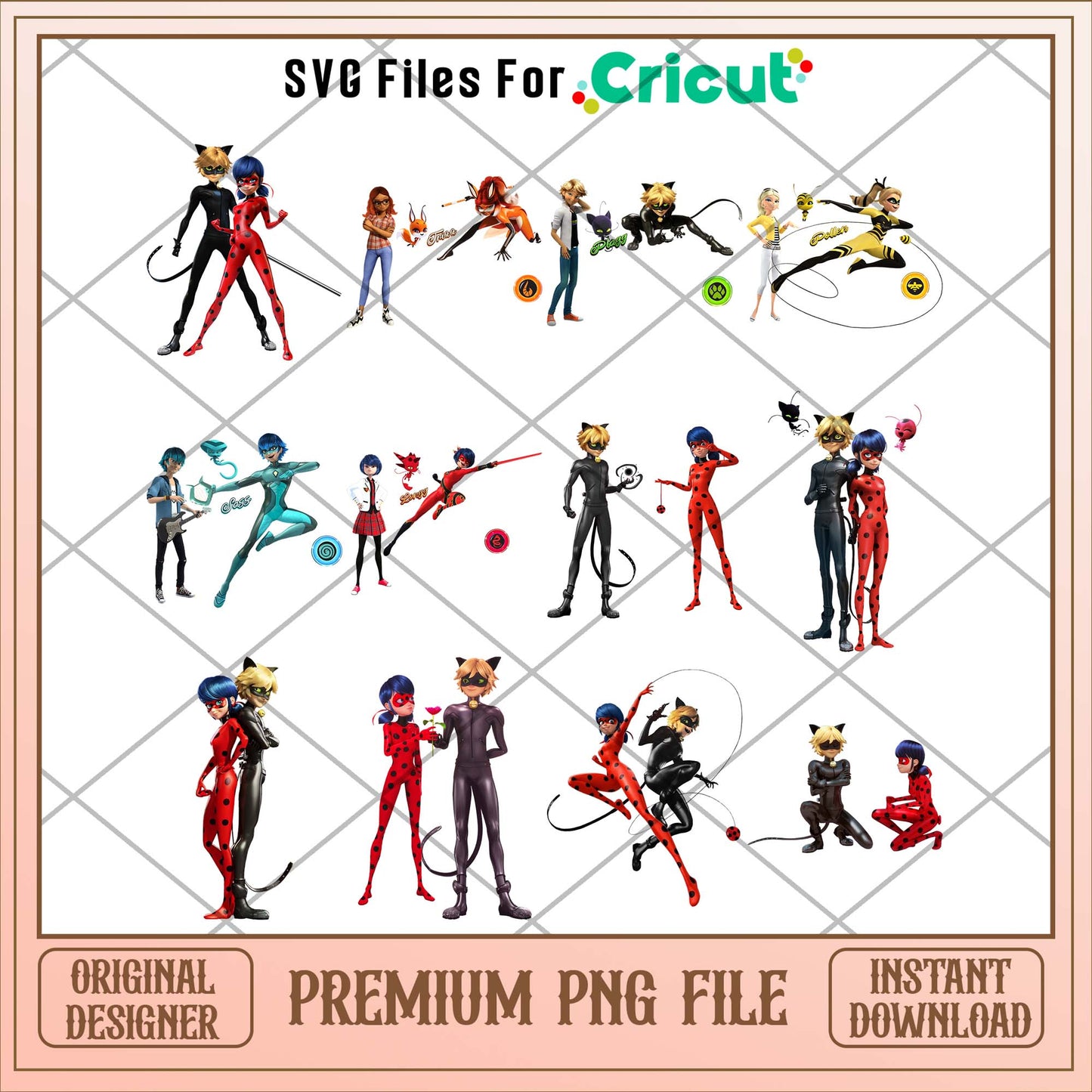 Lady bug cartoon friends png bundle