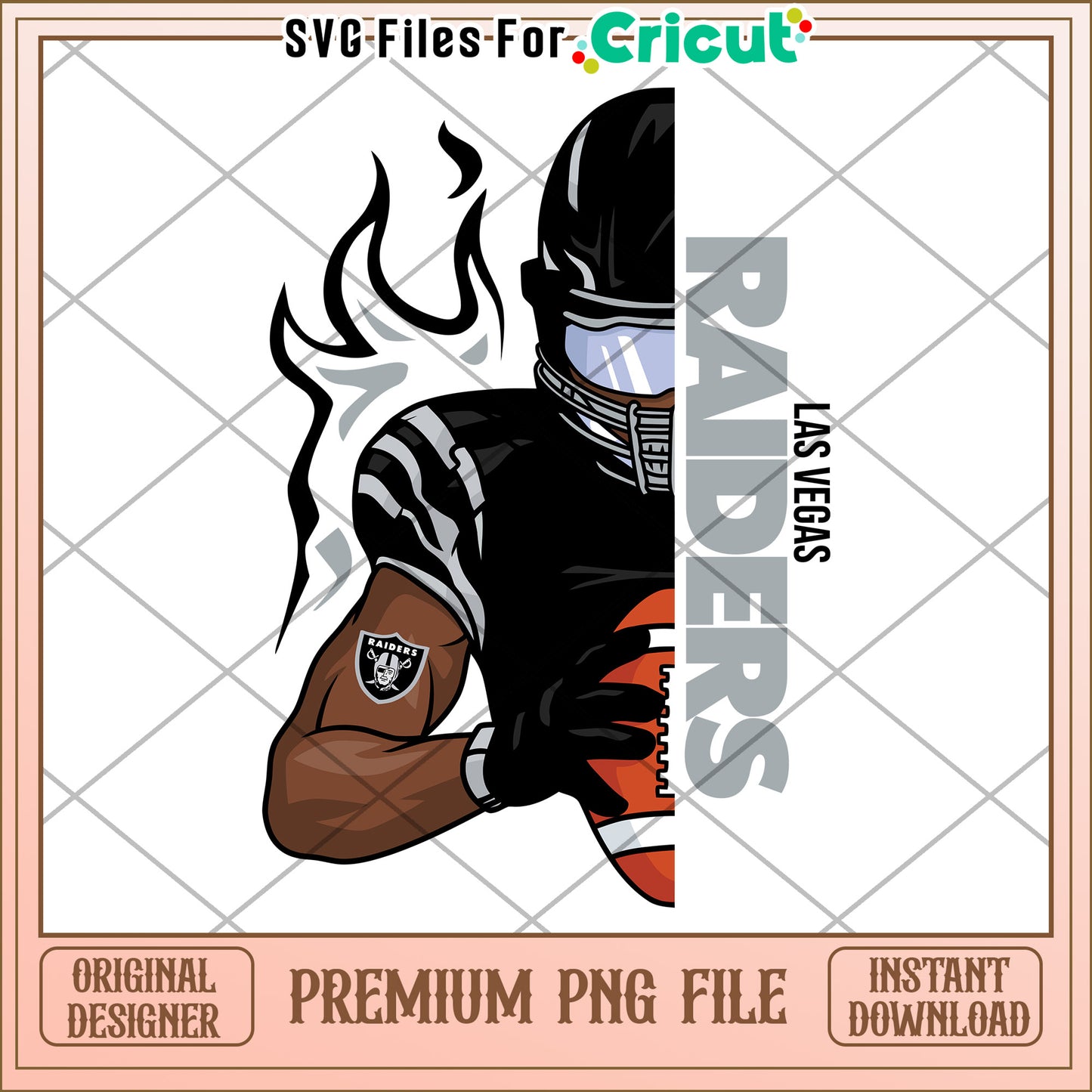 Las Vegas Raiders Football Player PNG Design, Instant Download File